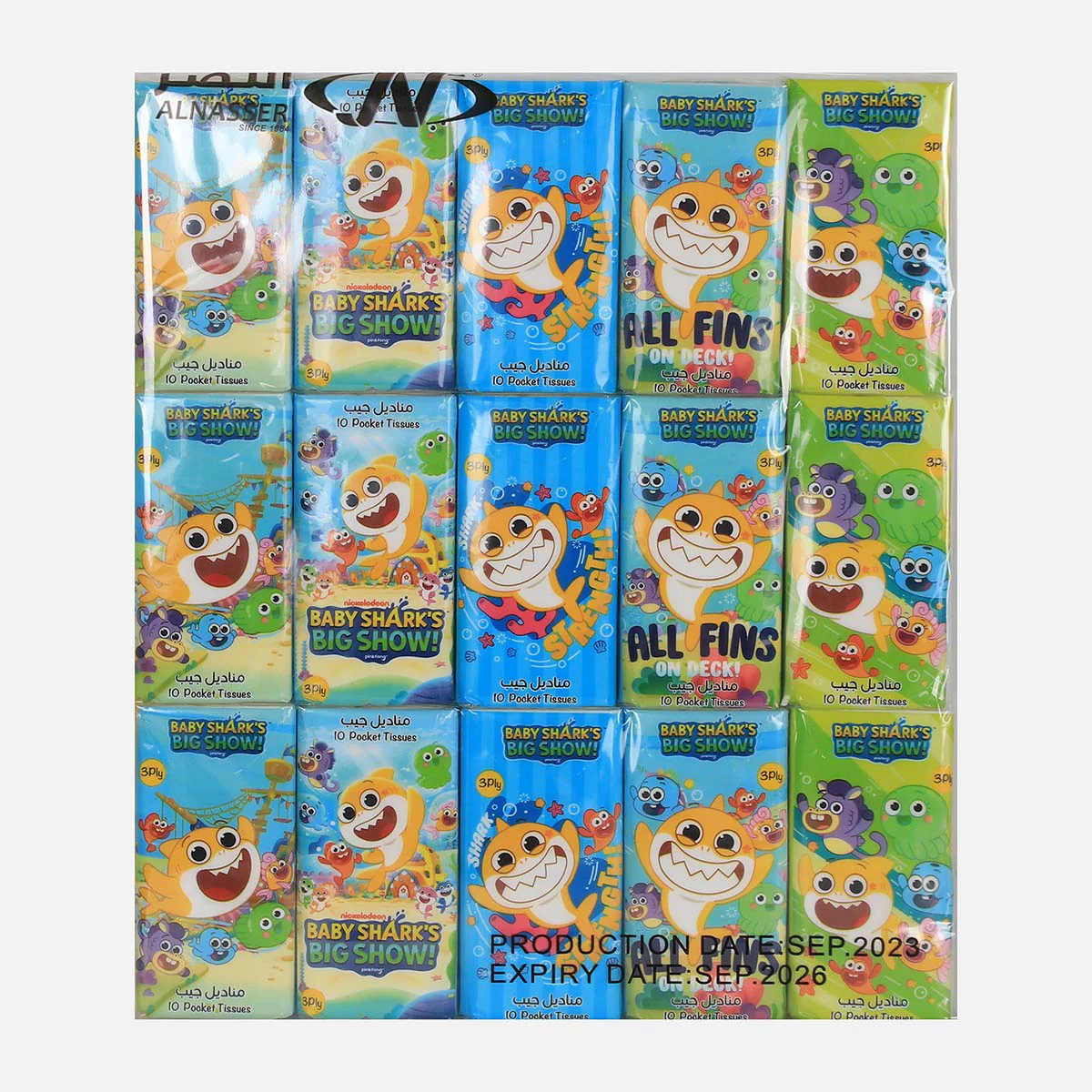 Baby Shark Pack of 30 Tissue 200 x 205 m 3PLY 10 Sheets