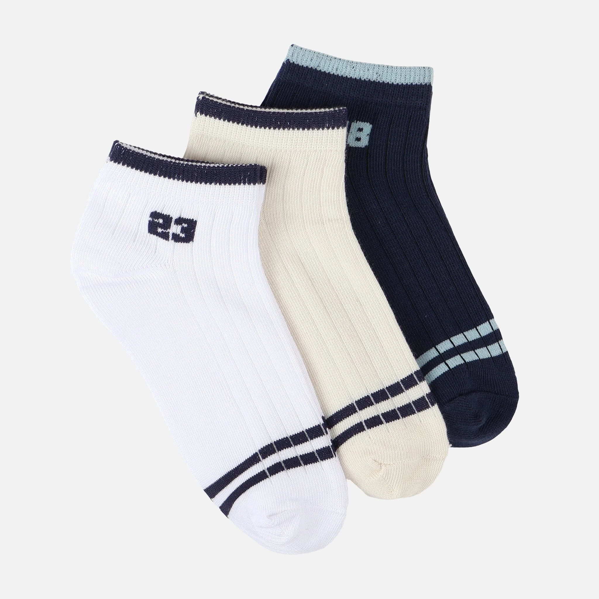 Boys Non-Terry Ankle Socks 3 Pairs
