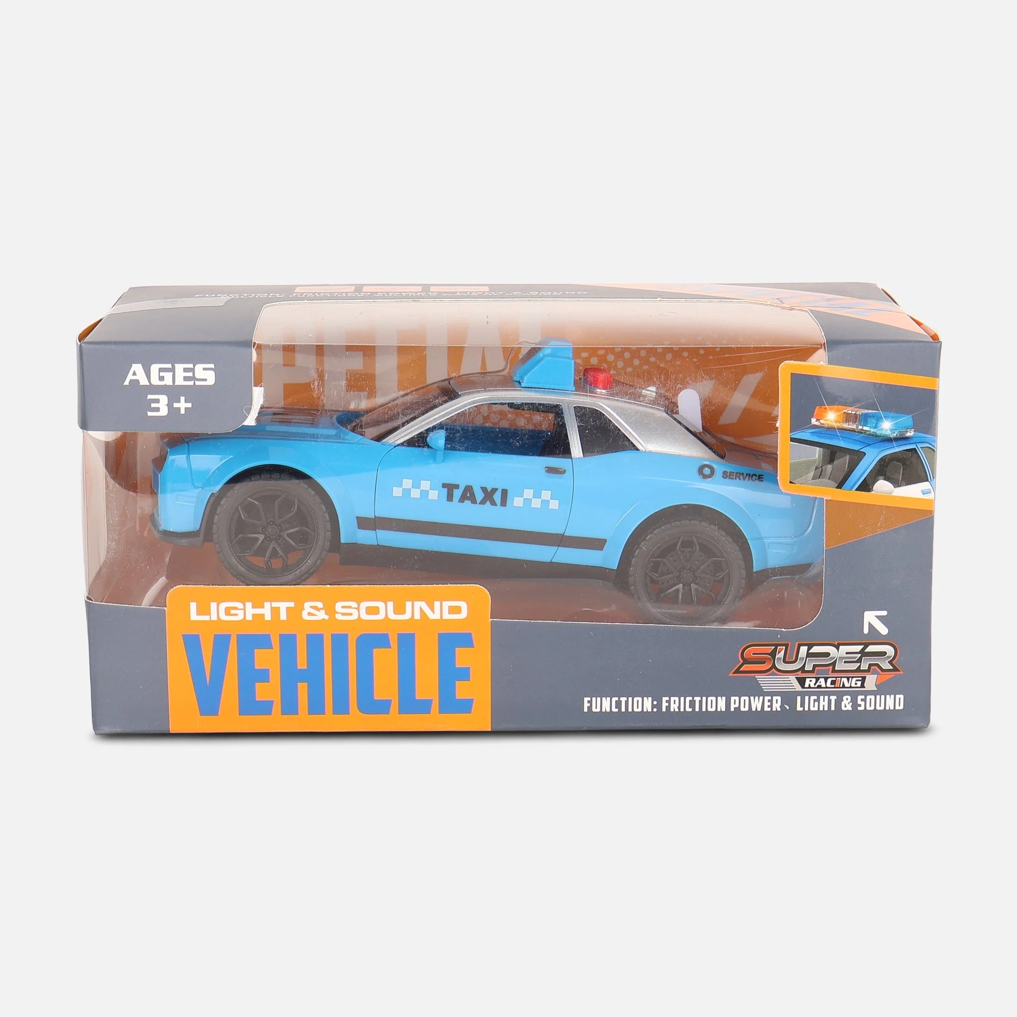 Friction Toy Car With Light And Music-Taxi - Image 3