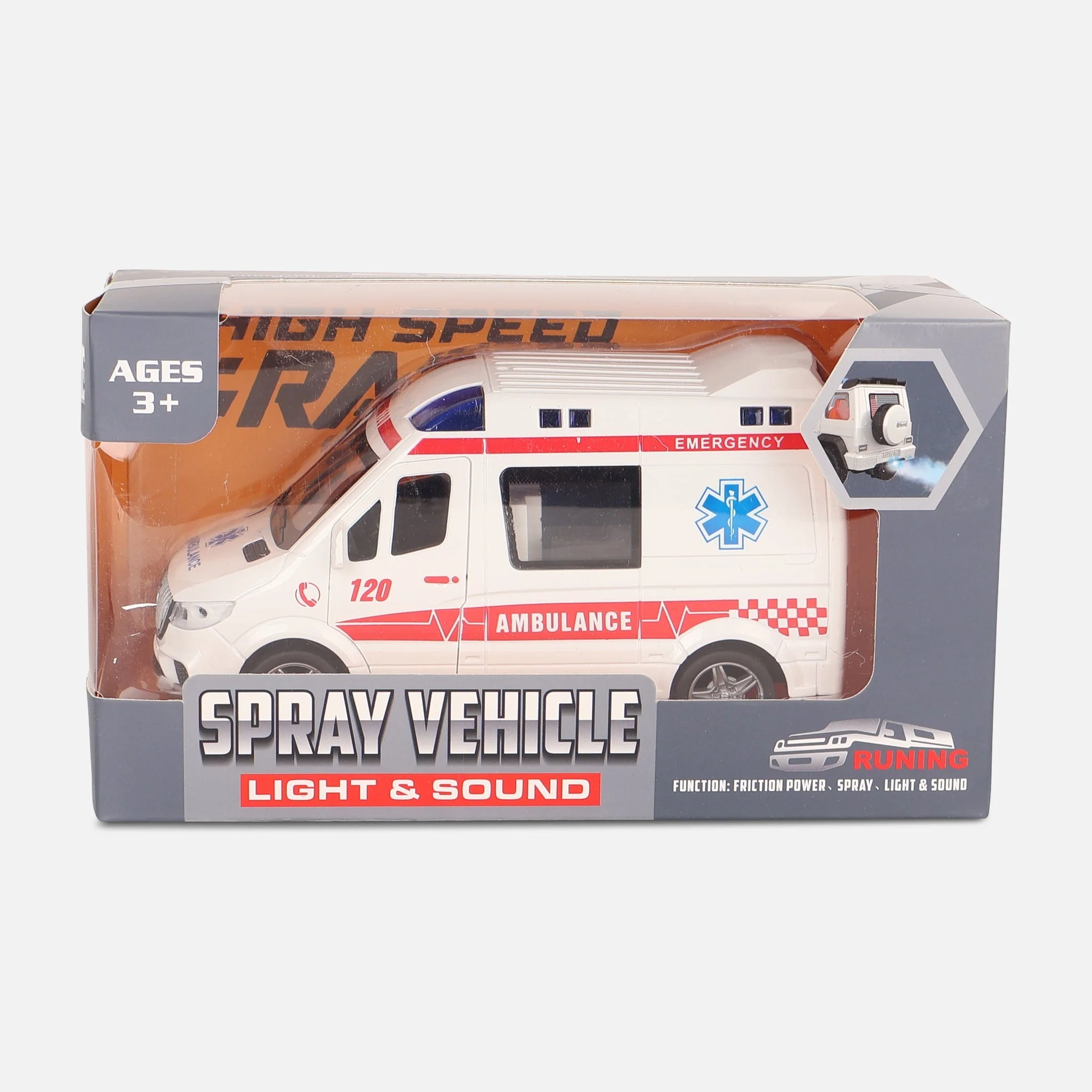 Friction Toy Car With Light & Music & Spary-Ambulance - Image 3