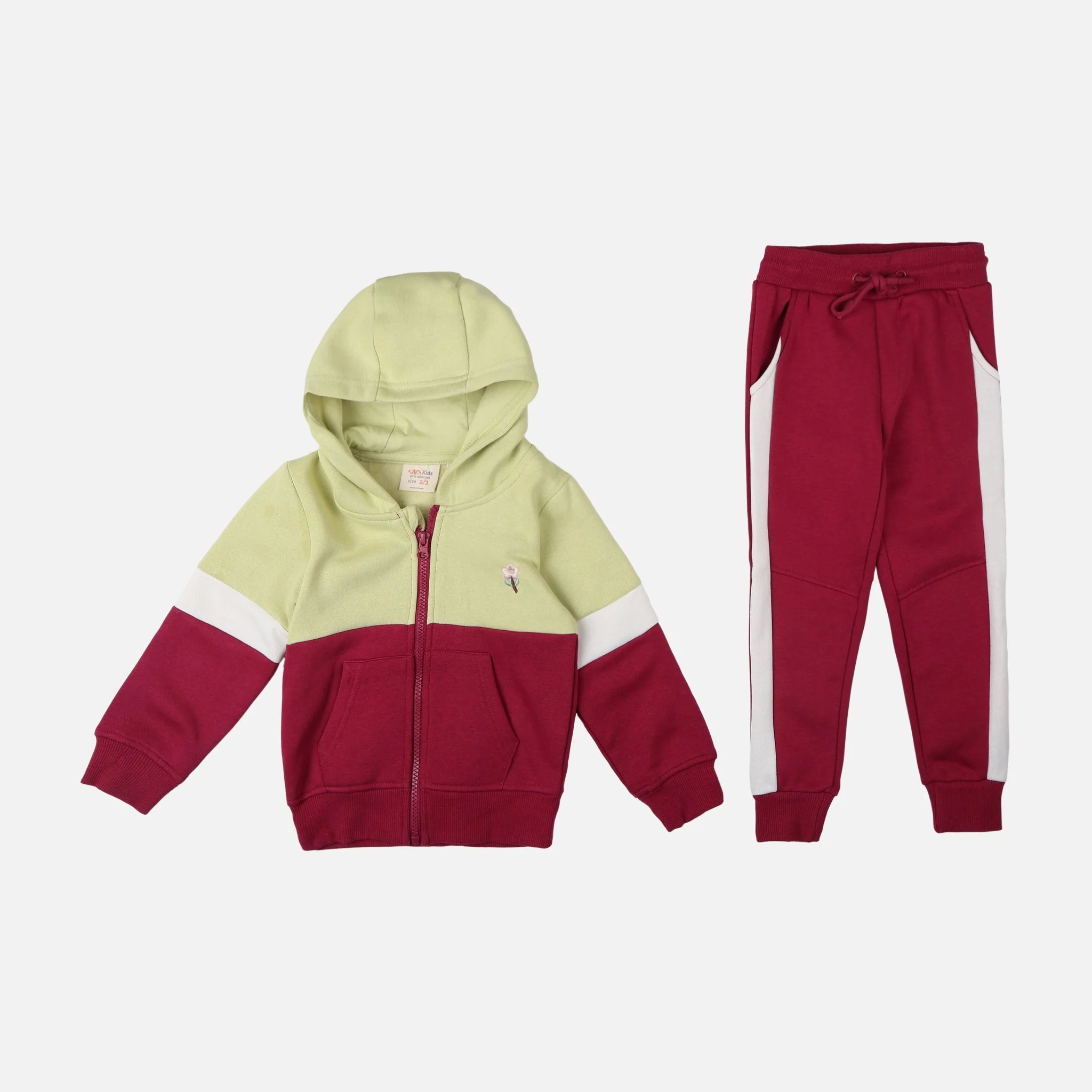 Girls 2 Pieces Set ( Jogger & Hoodie With Zipper ) - Image 2