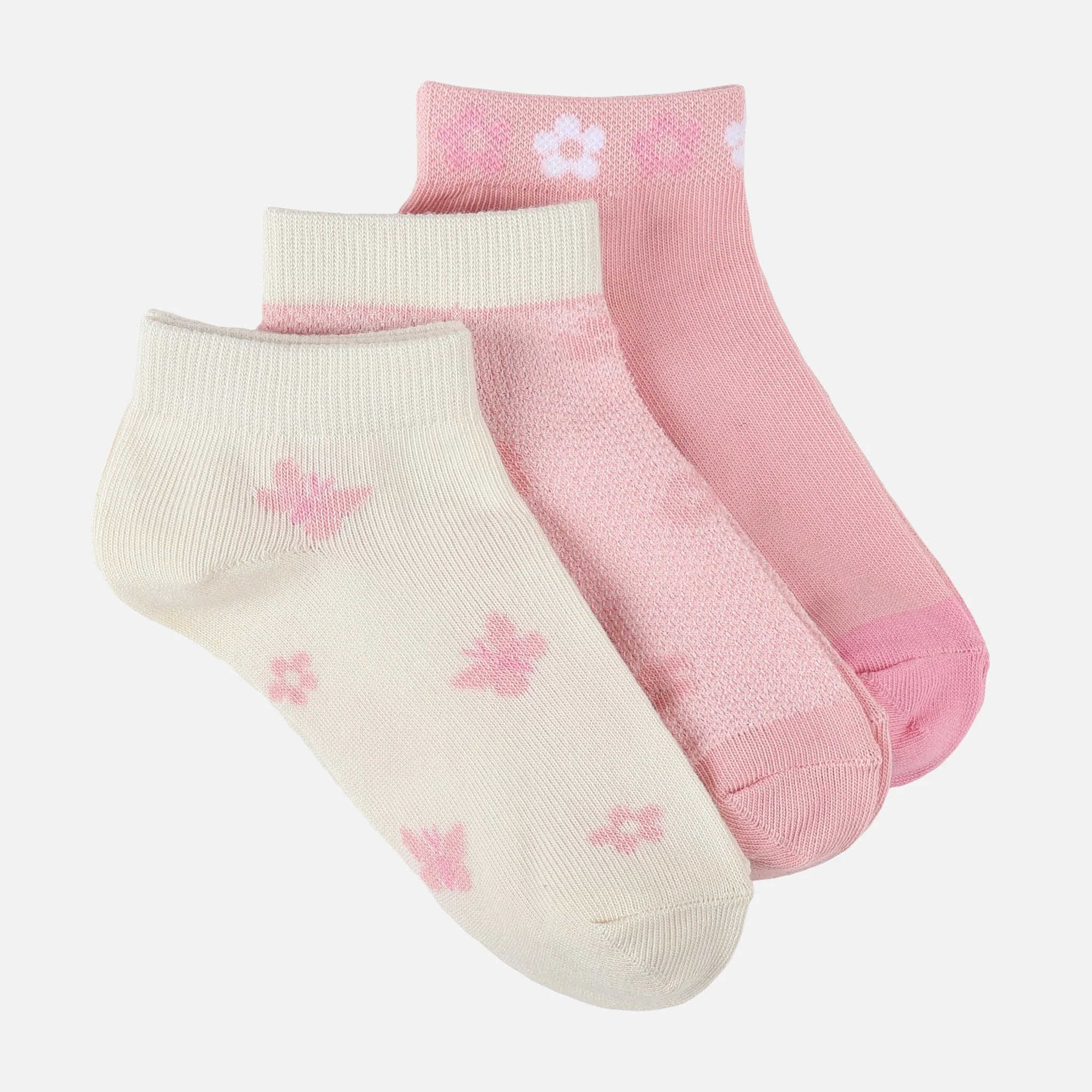 Girls Non-Terry Ankle Socks 3 Pairs