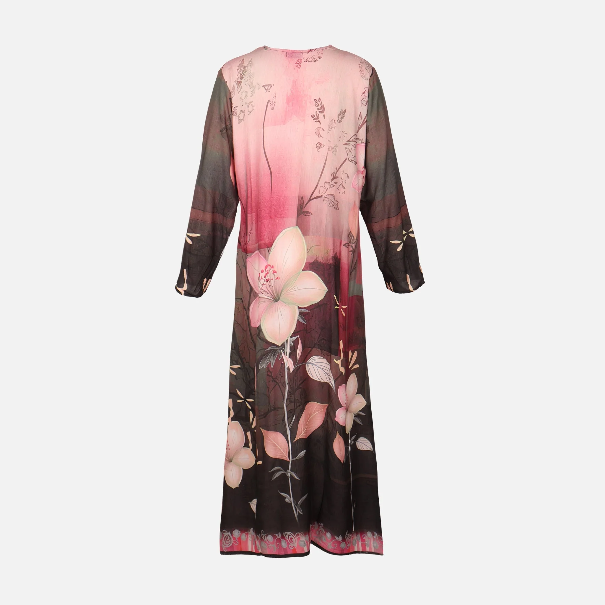 Ladies Rayon Printed Maxi Gown Long Sleeve - Image 2