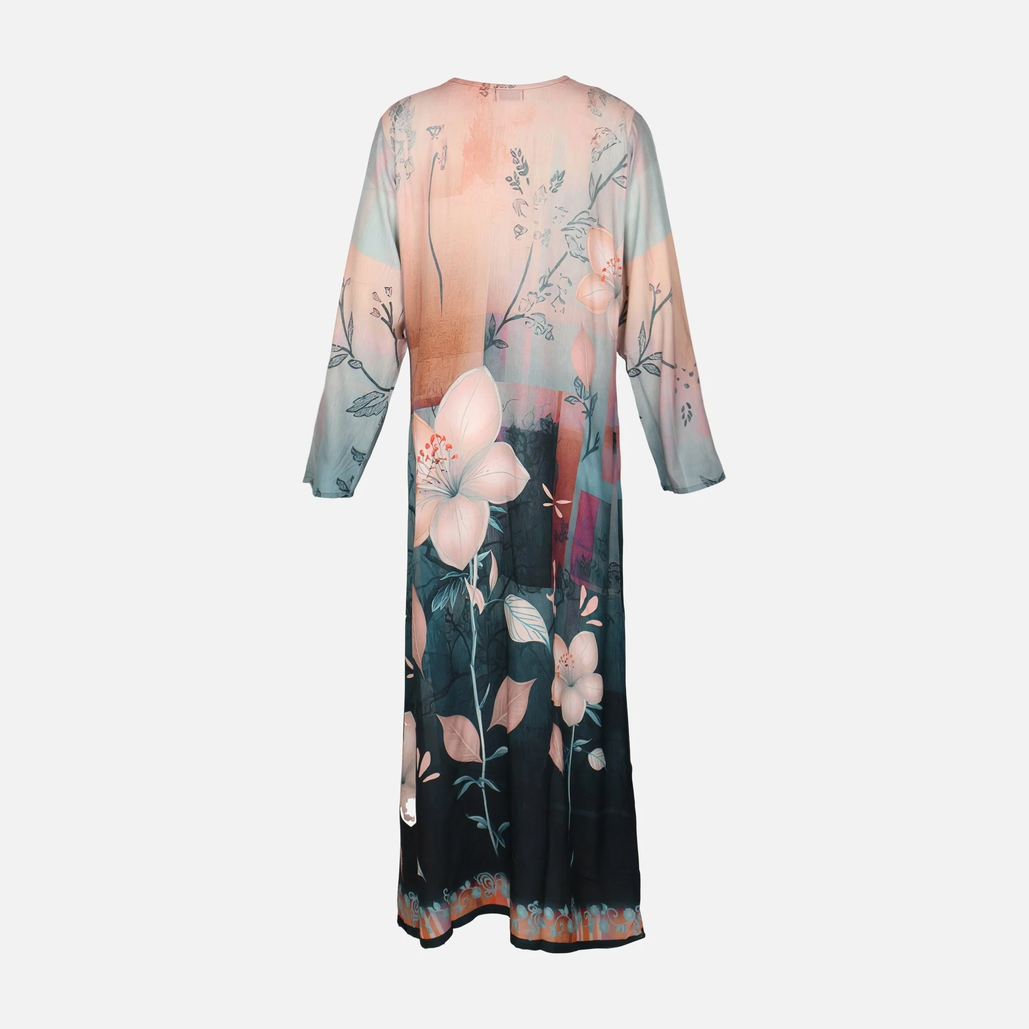 Ladies Rayon Printed Maxi Gown Long Sleeve - Image 2