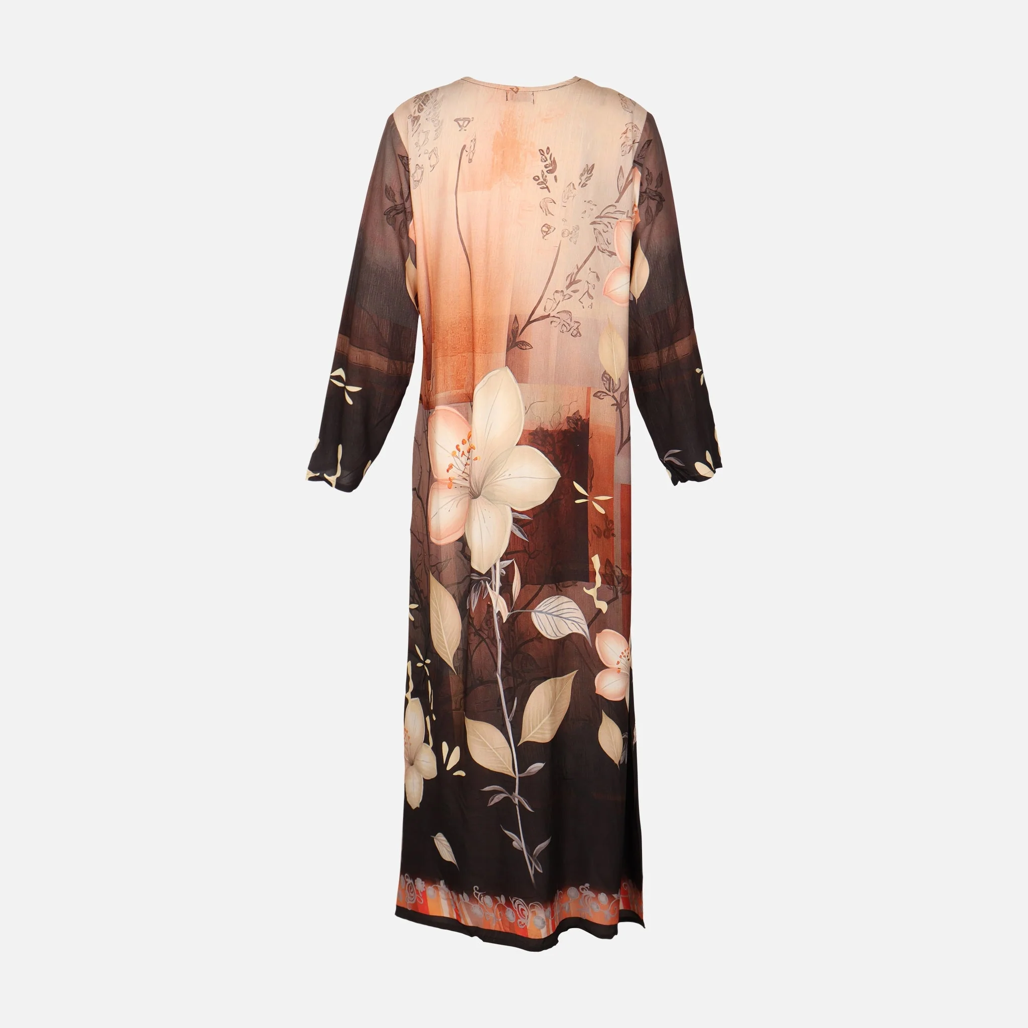Ladies Rayon Printed Maxi Gown Long Sleeve - Image 2