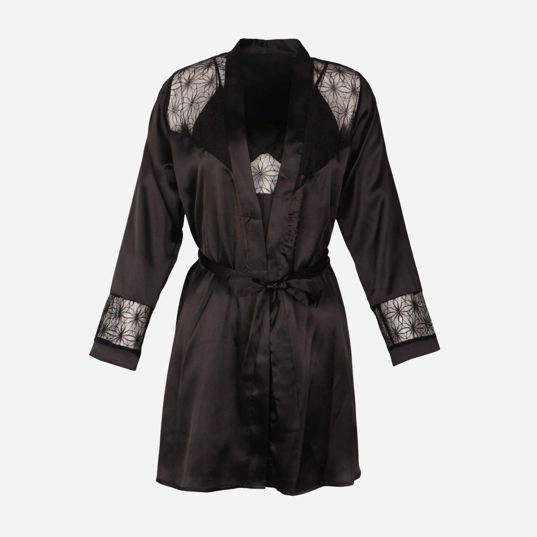 Ladies Satin Midi Night Gown And Robe Set