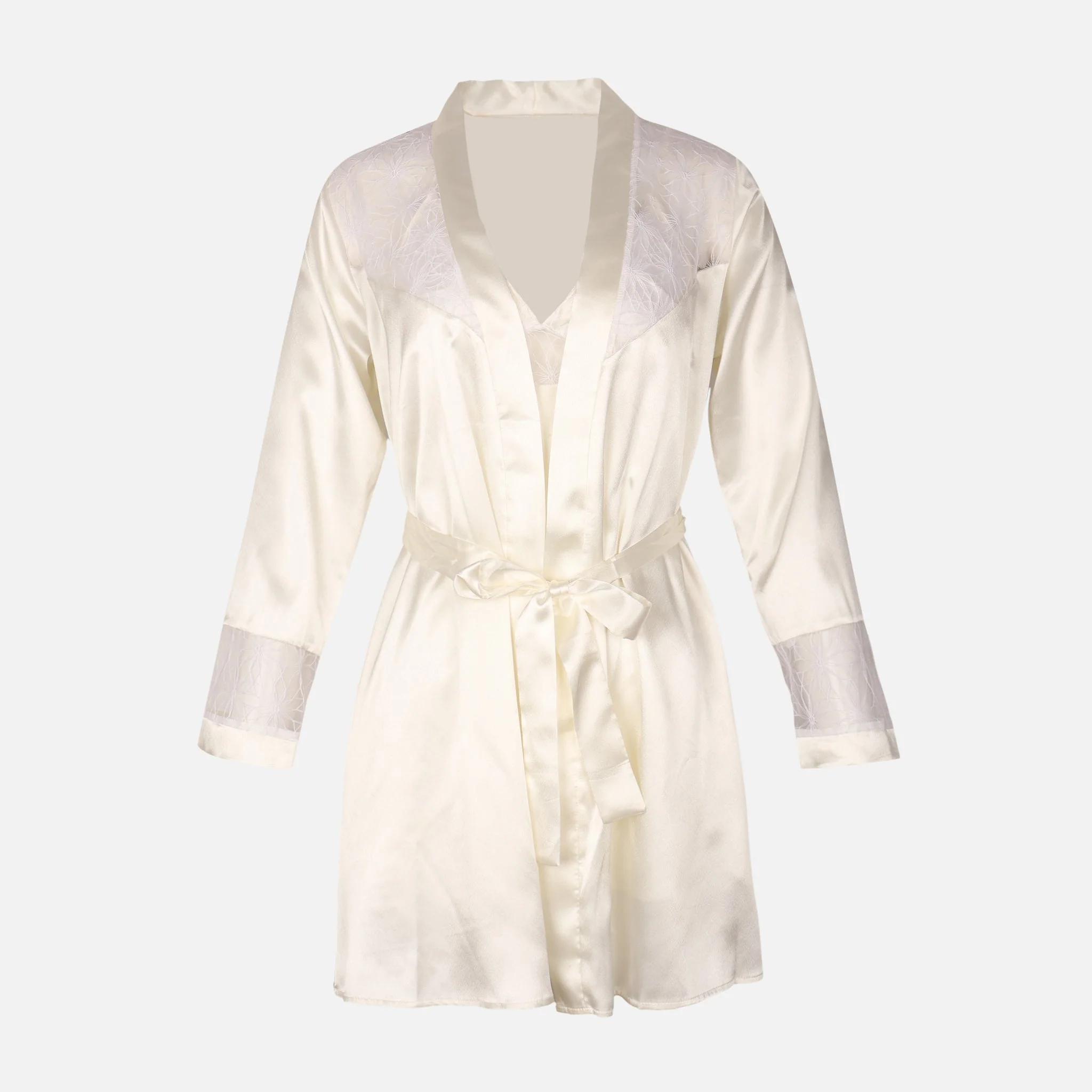 Ladies Satin Midi Night Gown And Robe Set