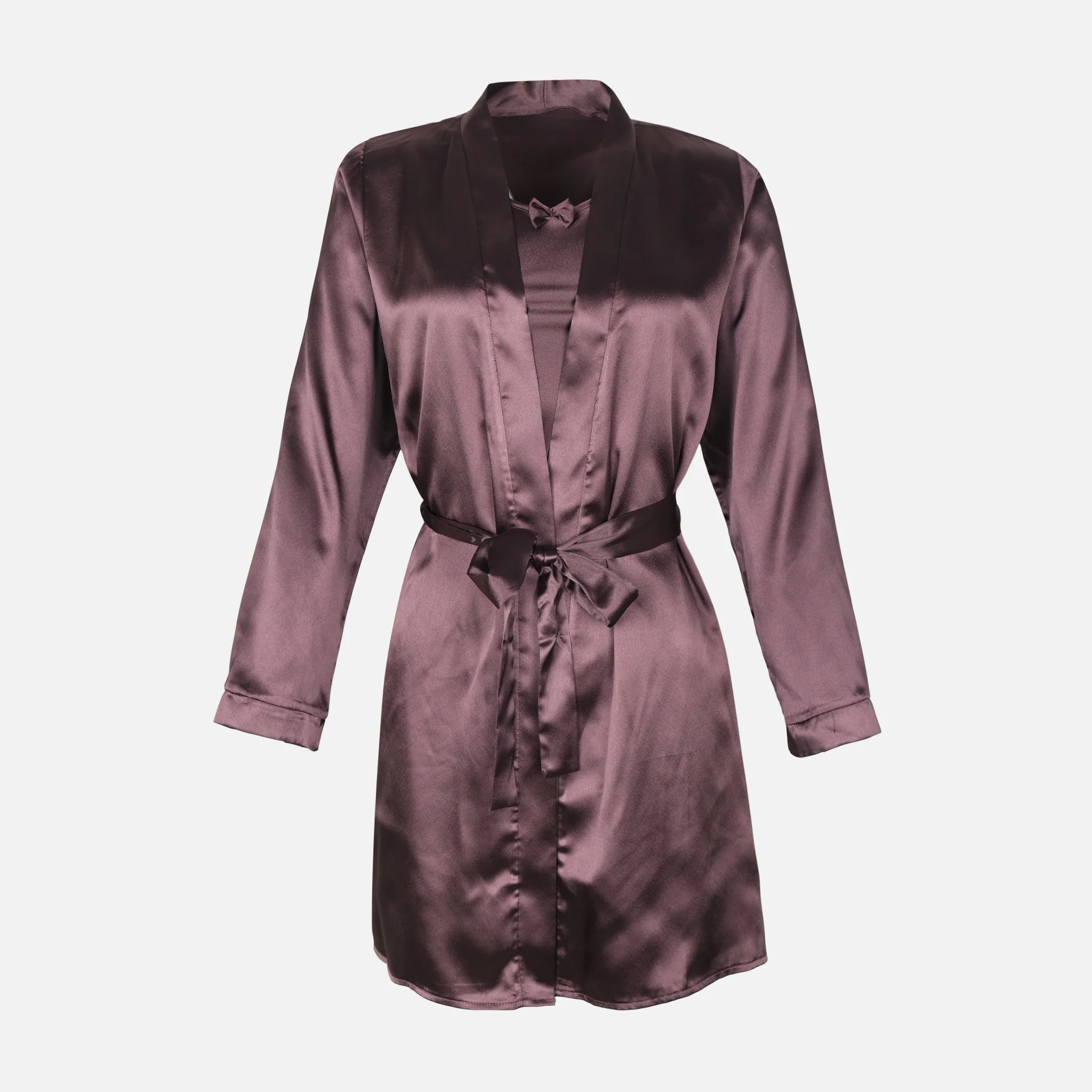 Ladies Satin Midi Night Gown And Robe Set - Image 6