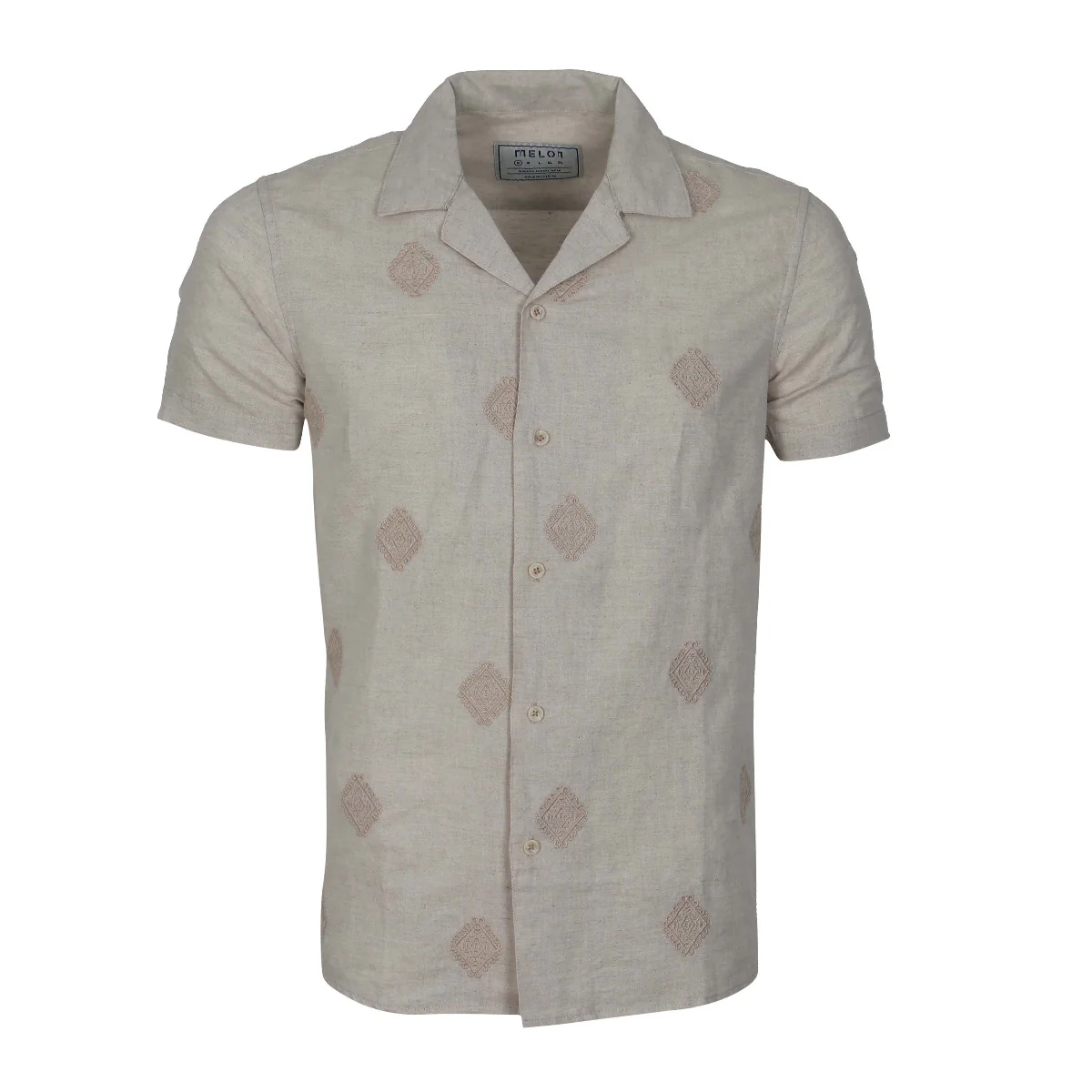 Men Linen Shirt Short Sleeves Regular Fit - Image 24