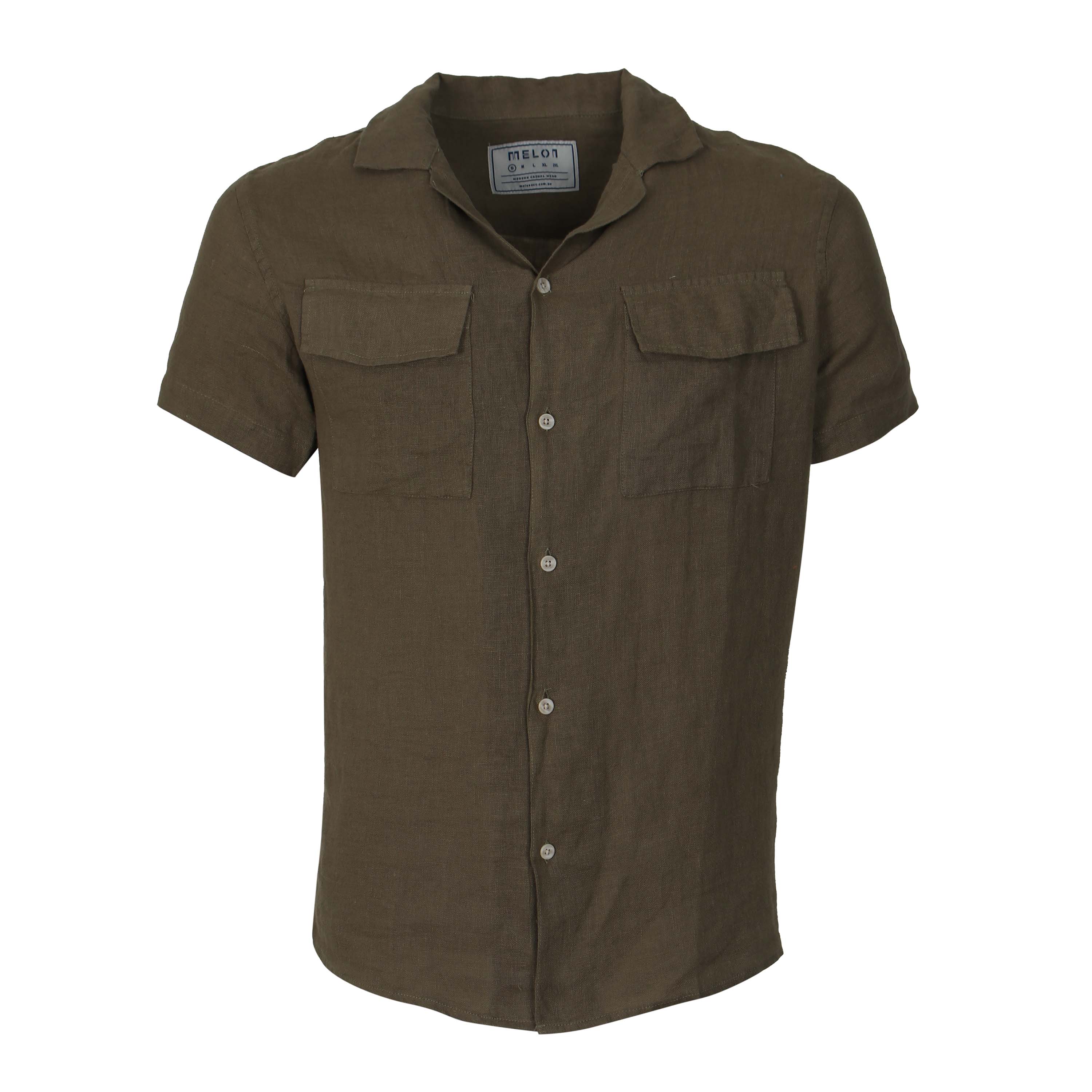 Men Linen Shirt Short Sleeves Regular Fit - Image 2