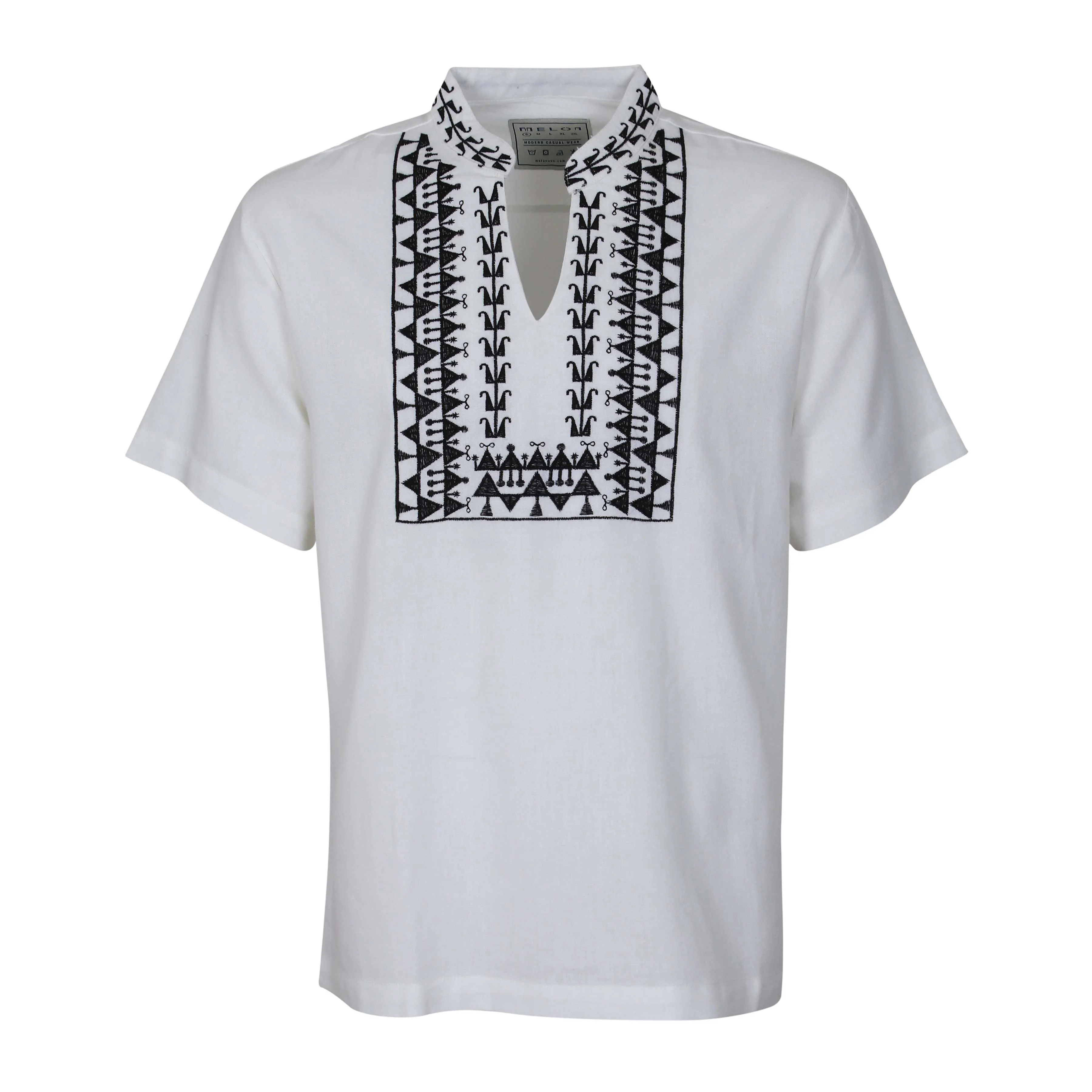 Men Linen Shirt Short Sleeves Regular Fit