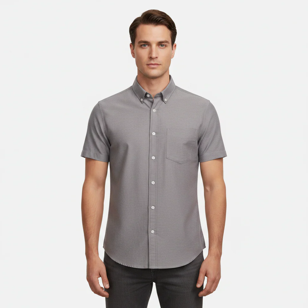 Men Basic Oxford Short Sleeve Shirt