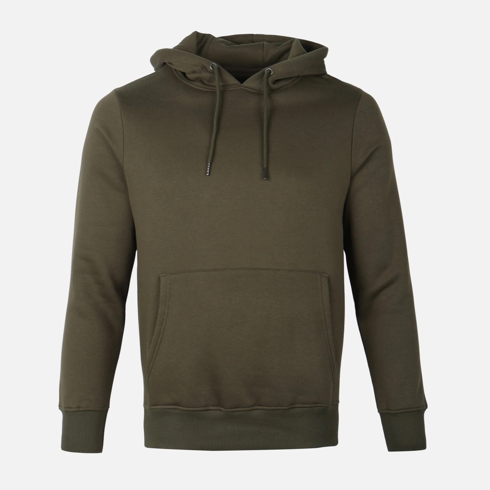 Men Basic Solid Fleece Hooded Pullover