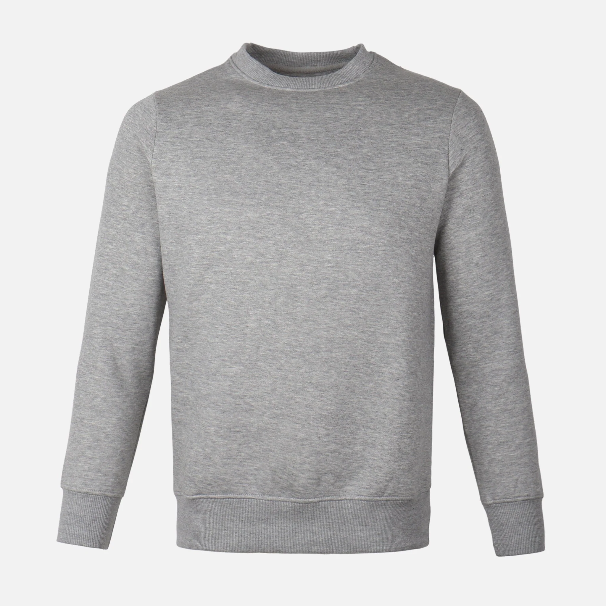 Men Basic Solid Fleece Pullover Round Neck