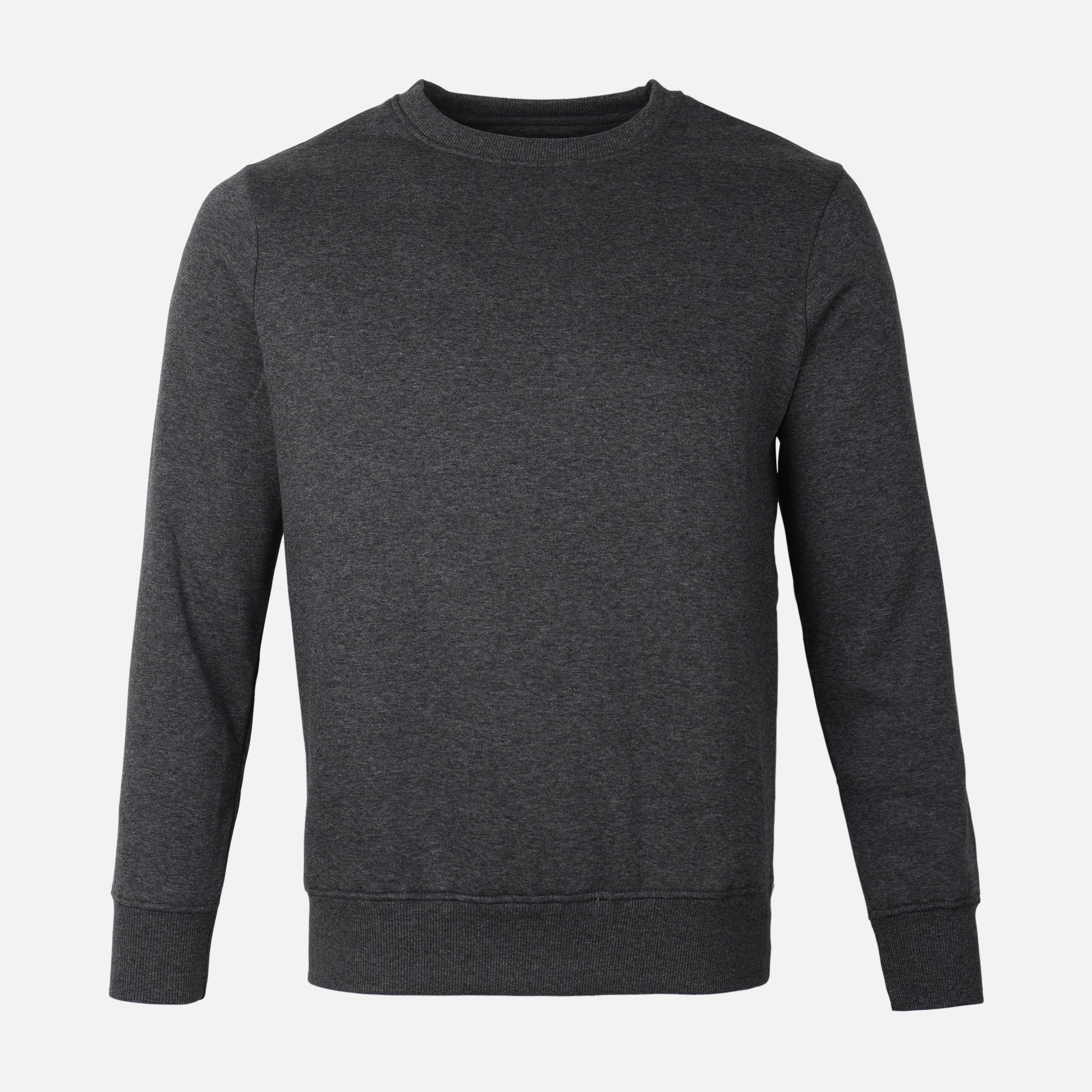 Men Basic Solid Fleece Pullover Round Neck