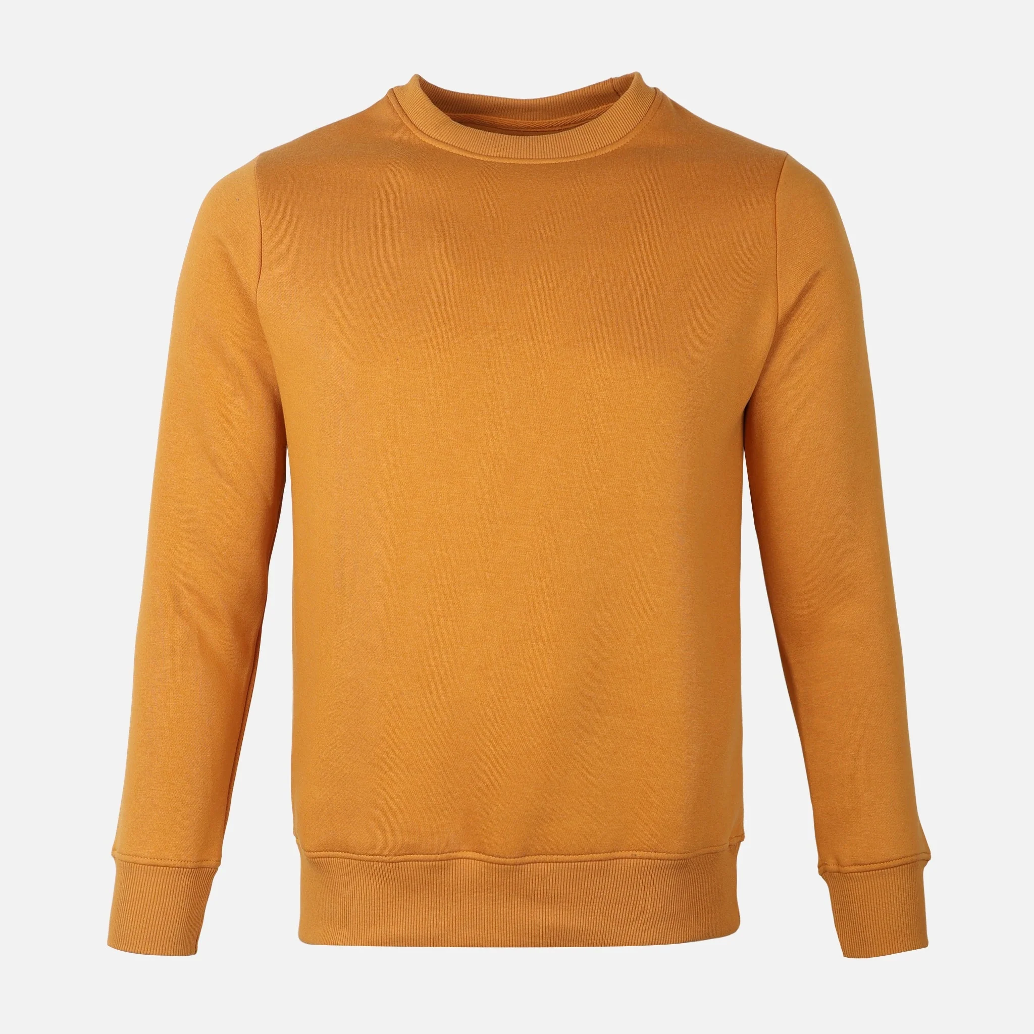 Men Basic Solid Fleece Pullover Round Neck