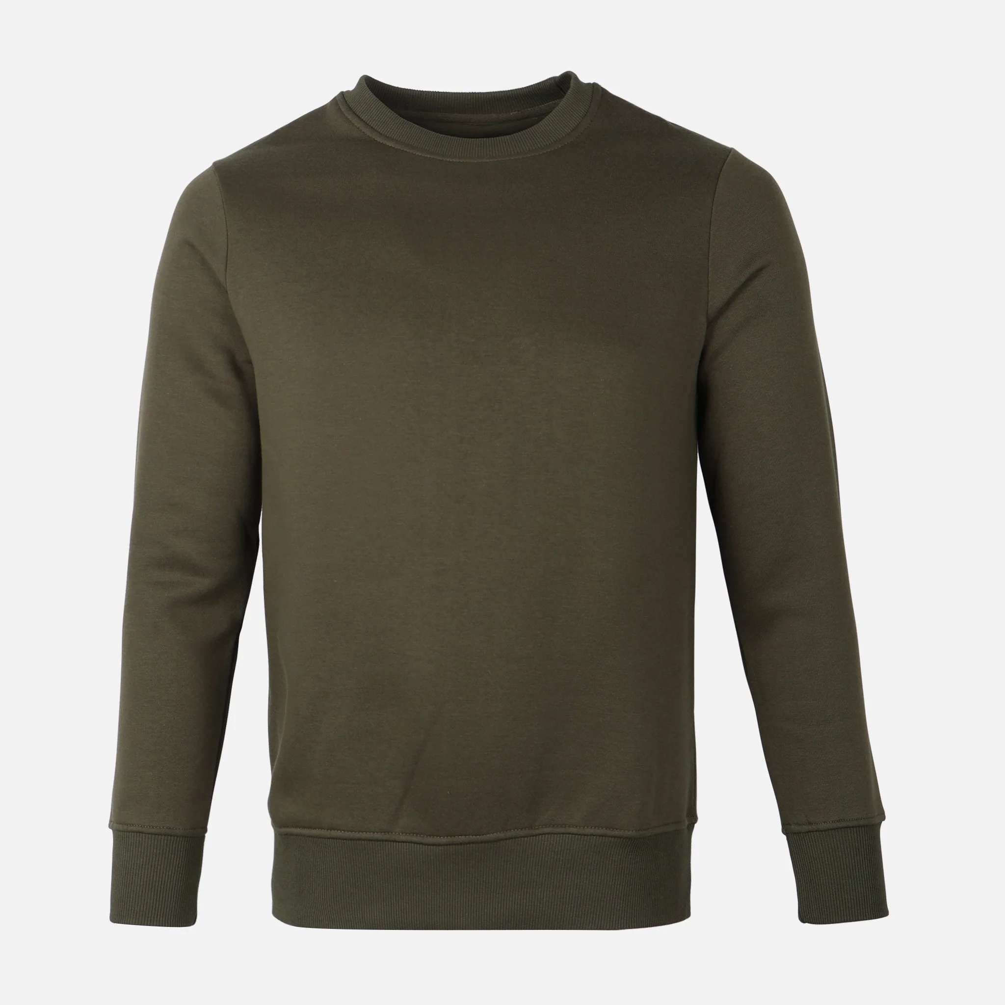 Men Basic Solid Fleece Pullover Round Neck