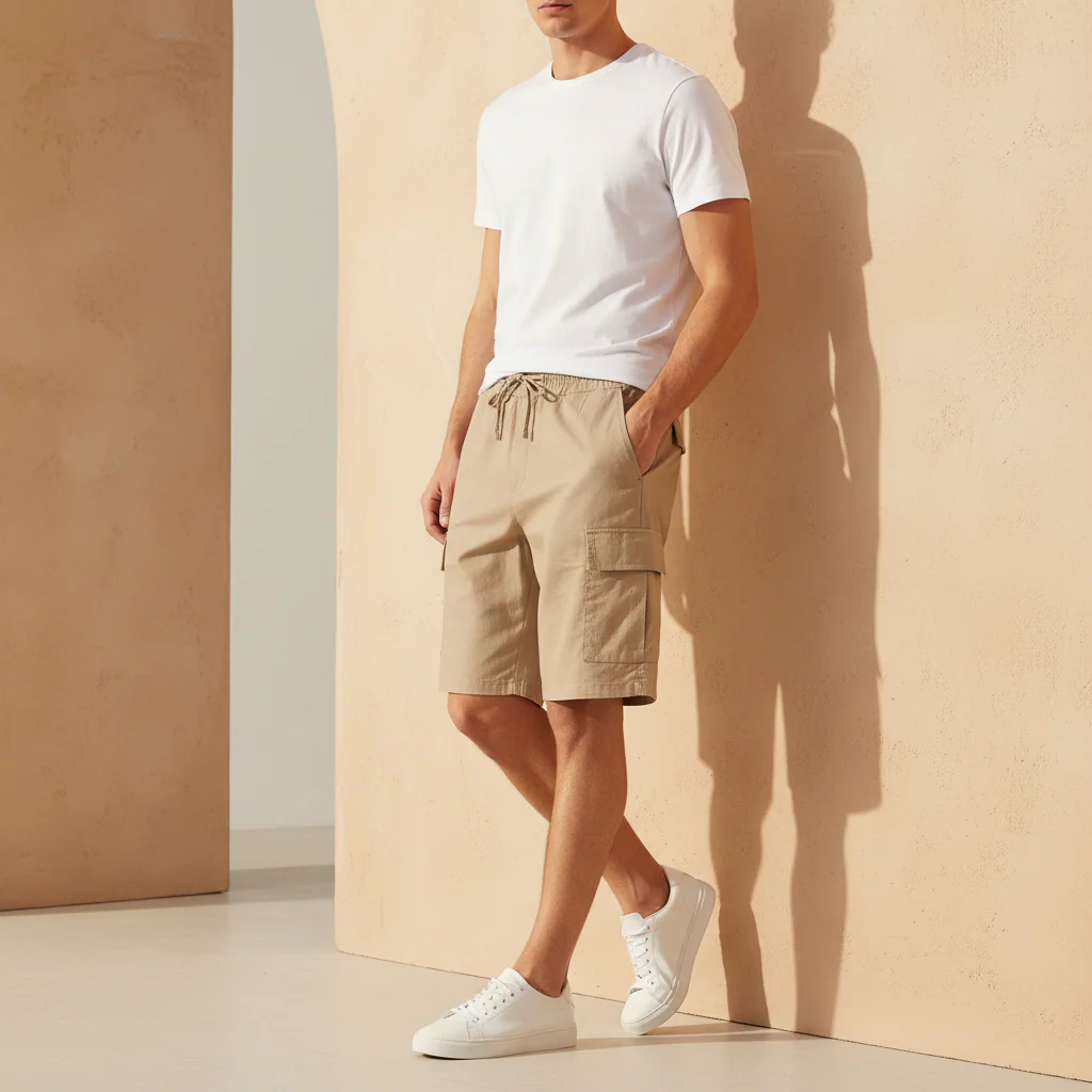 Men Linen Cargo Shorts