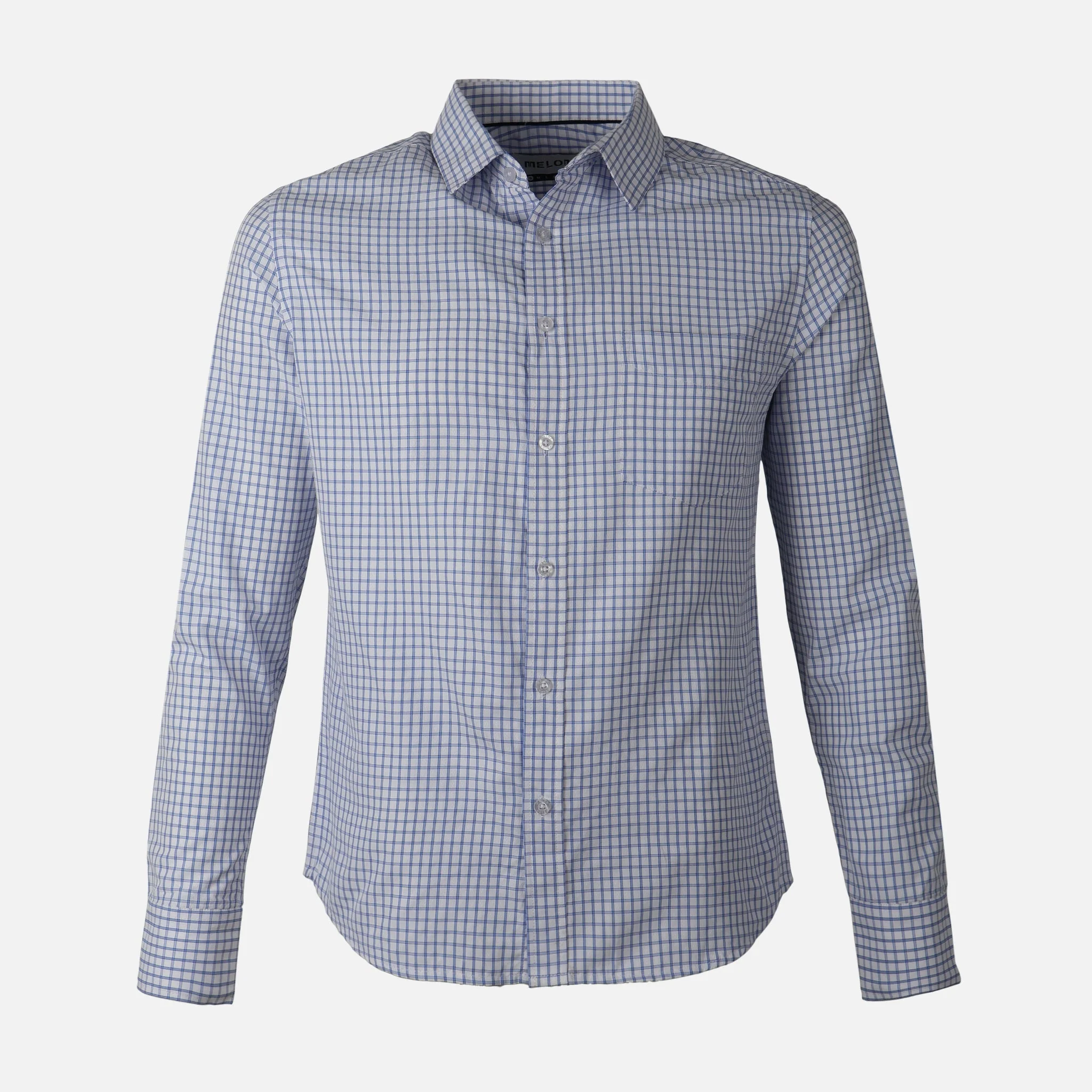 Men Long Sleeve Checkered Shirt - Image 2