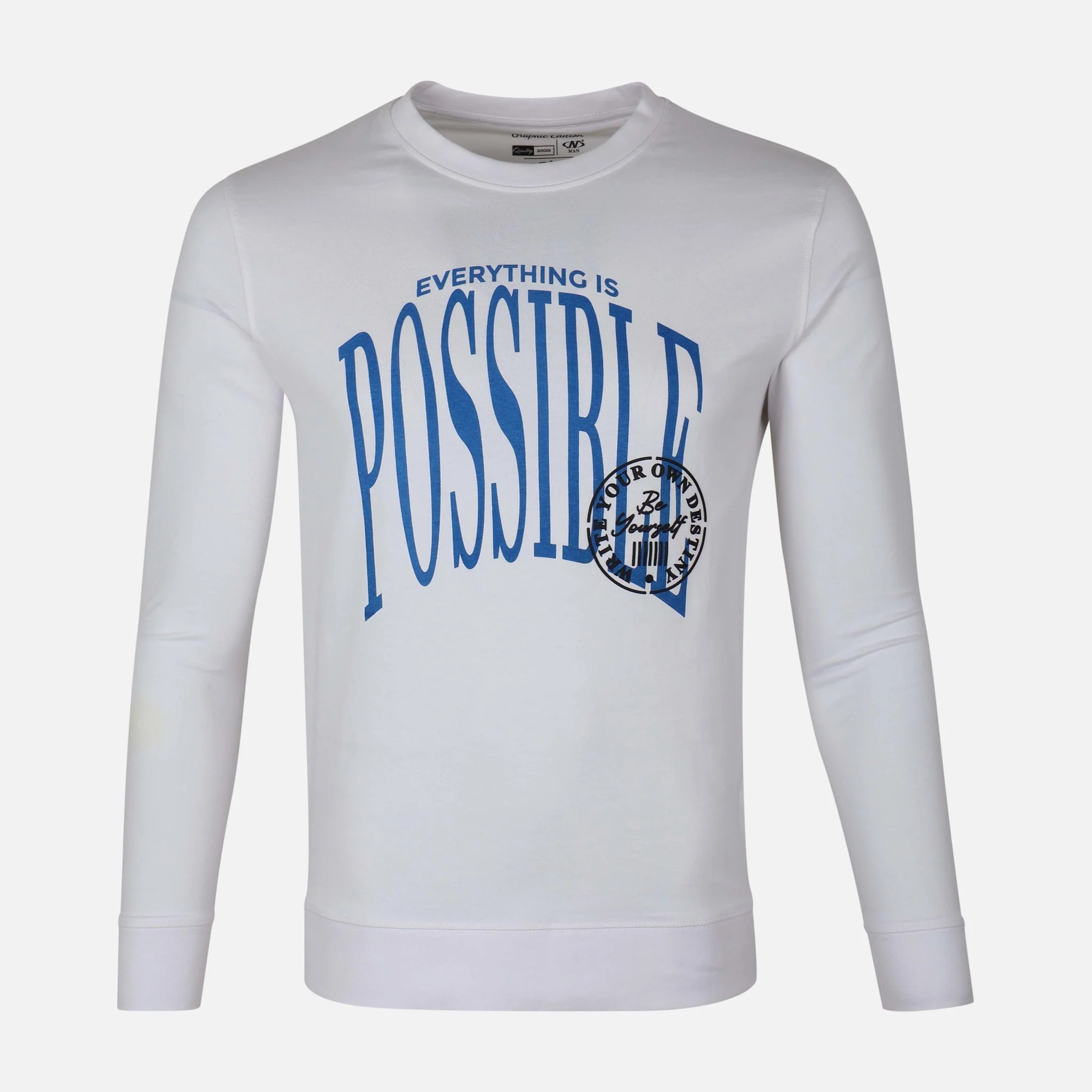 Men Long Sleeve Graphic T-Shirt Round Neck