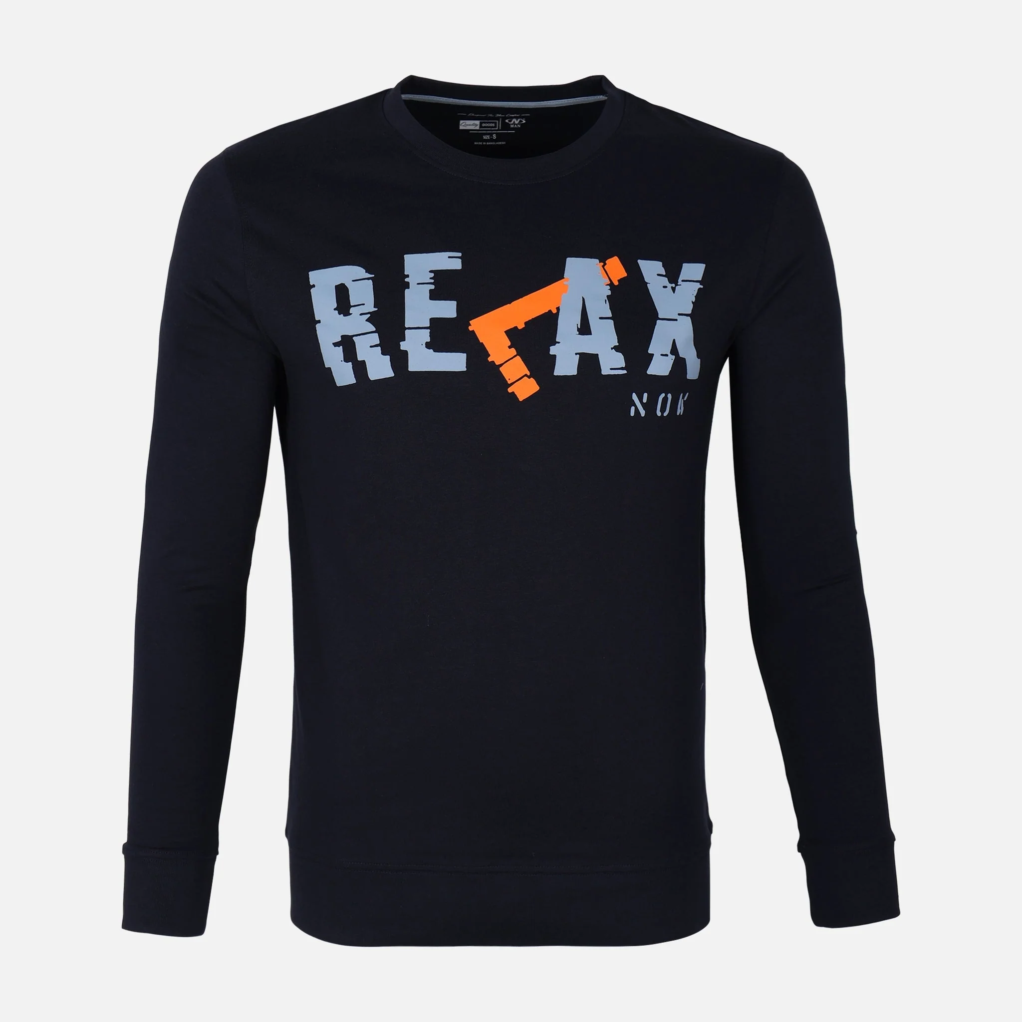 Men Long Sleeve Graphic T-Shirt Round Neck