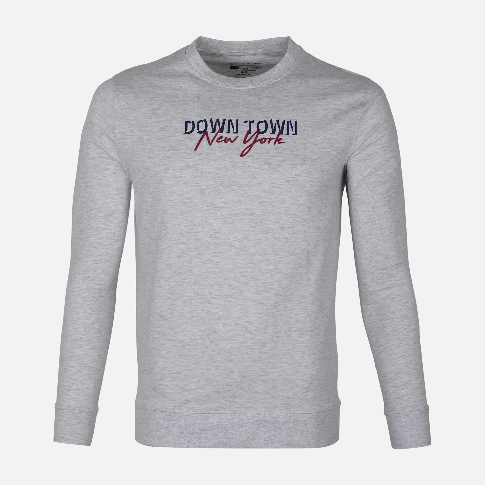 Men Long Sleeve Graphic T-Shirt Round Neck