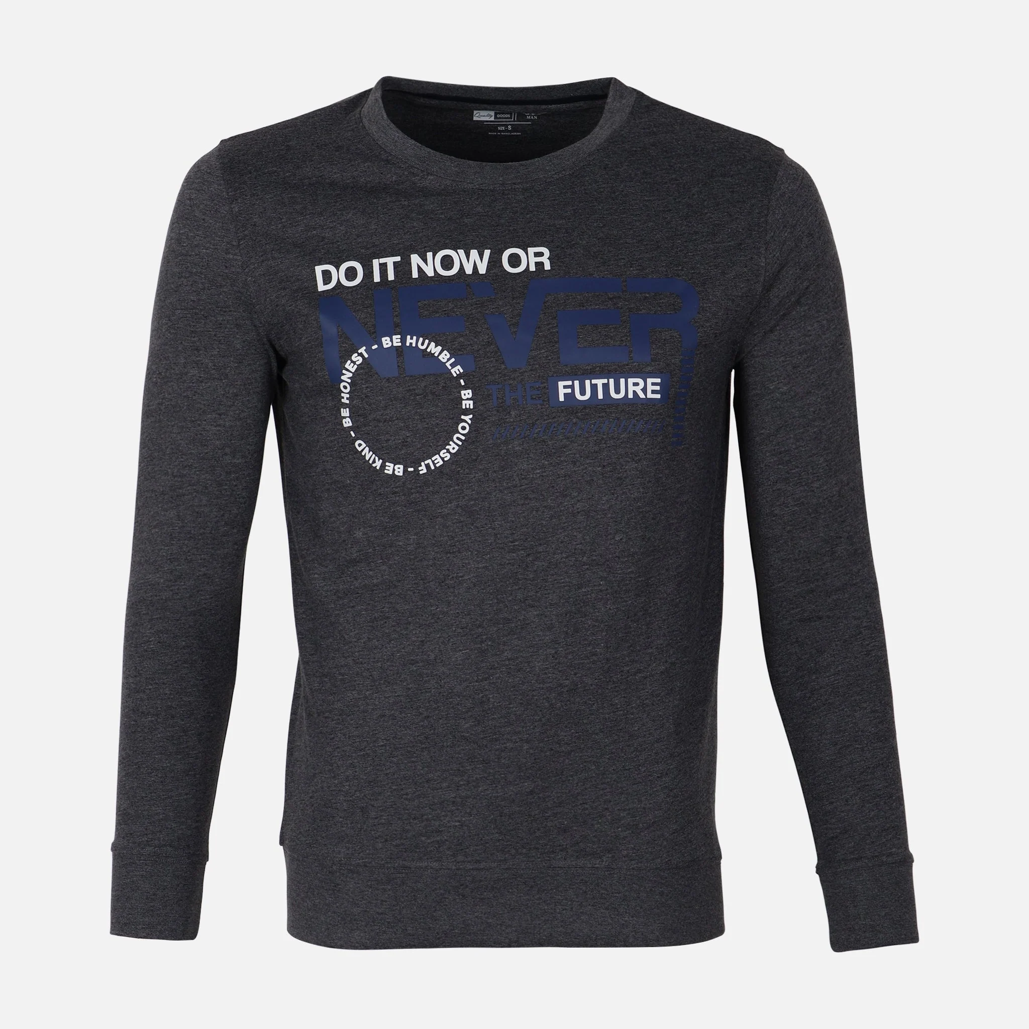 Men Long Sleeve Graphic T-Shirt Round Neck
