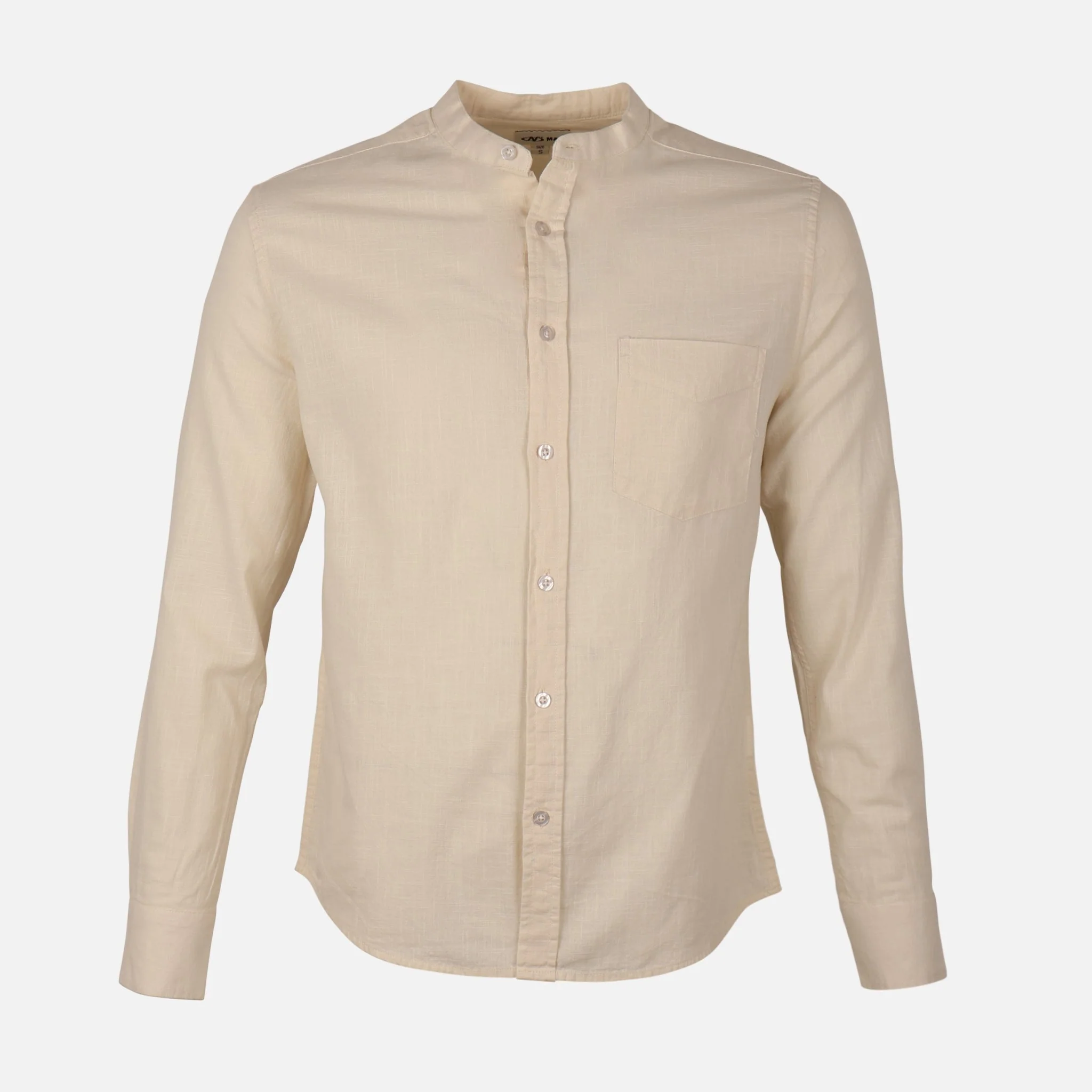 Men Mandarin Collar Long Sleeve Plain Shirt - Image 2