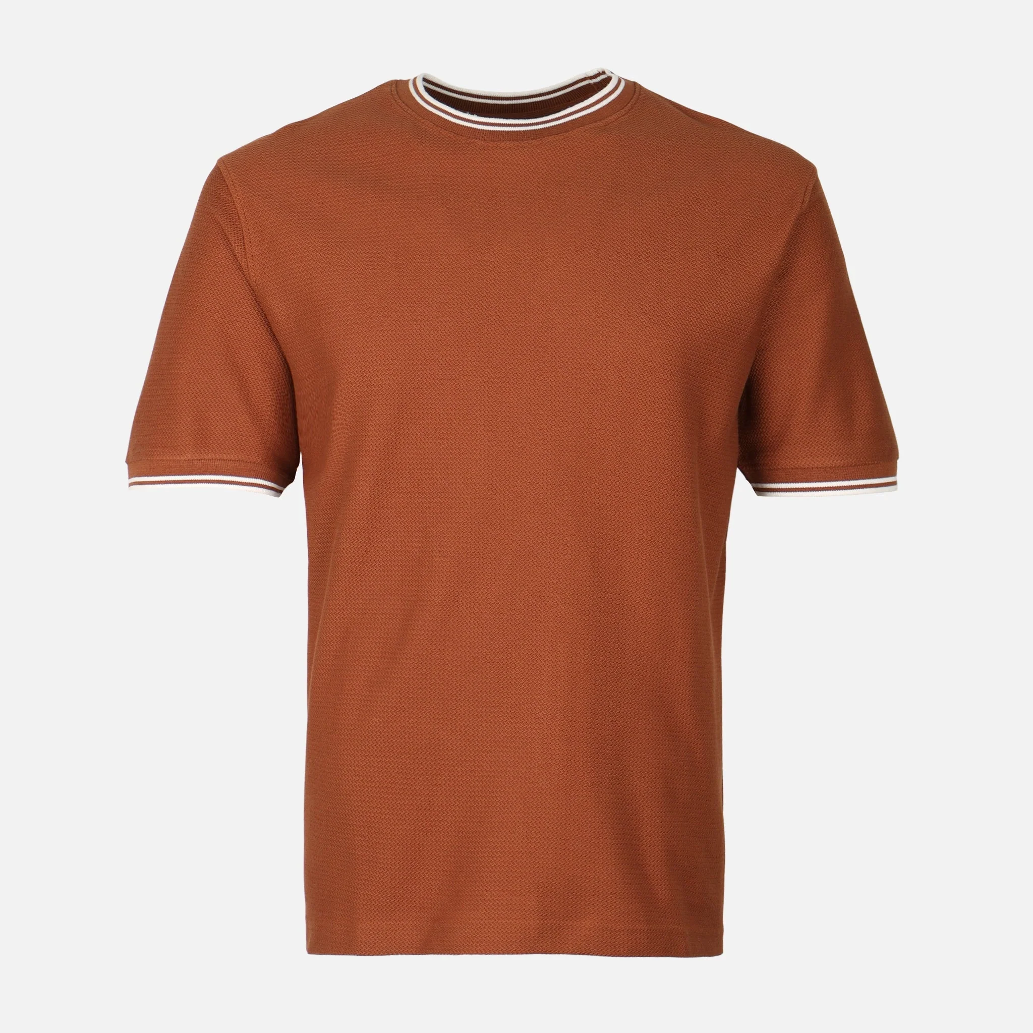 Men Over Size Jacquard T-Shirt R-Neck Short Sleeve - Image 2