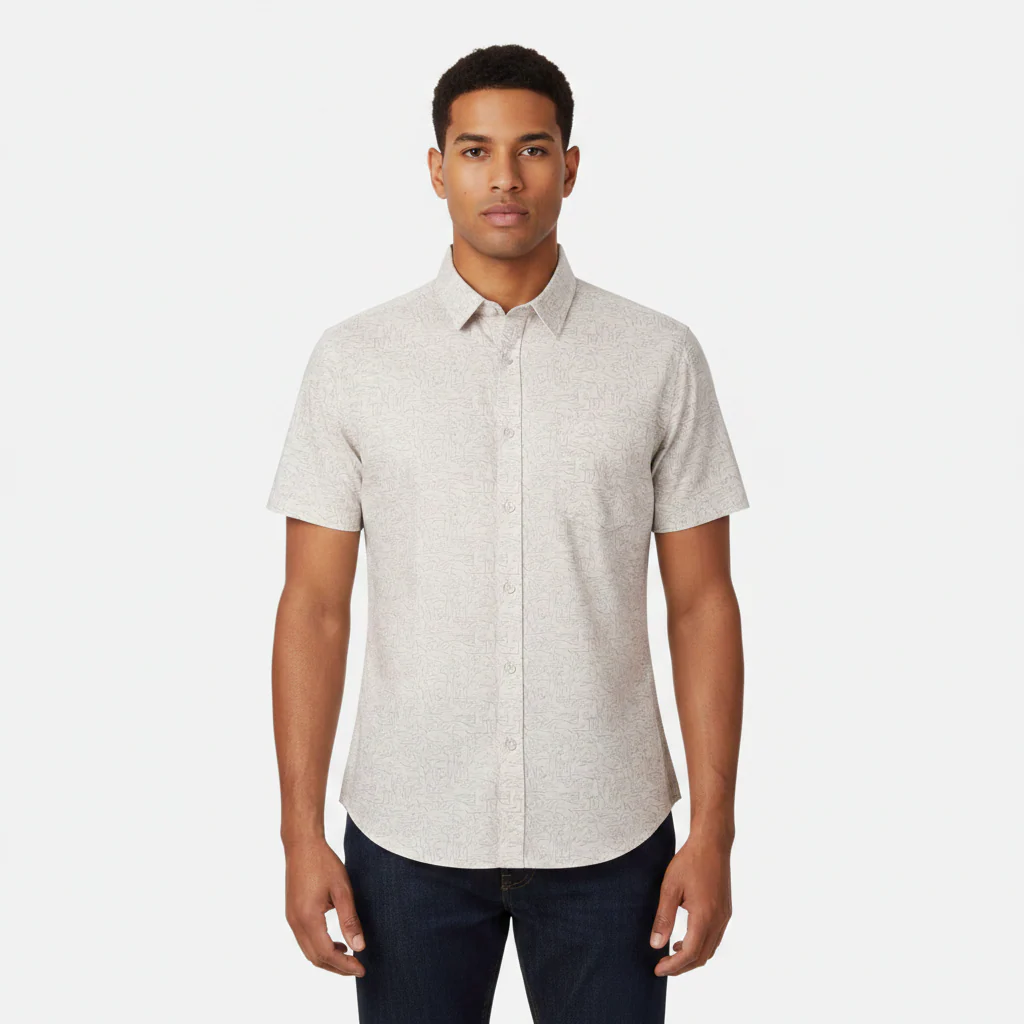 Men Oxford Short Sleeve Shirt