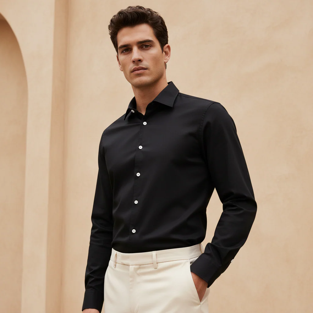 Men Plain Oxford Long Sleeve Shirt