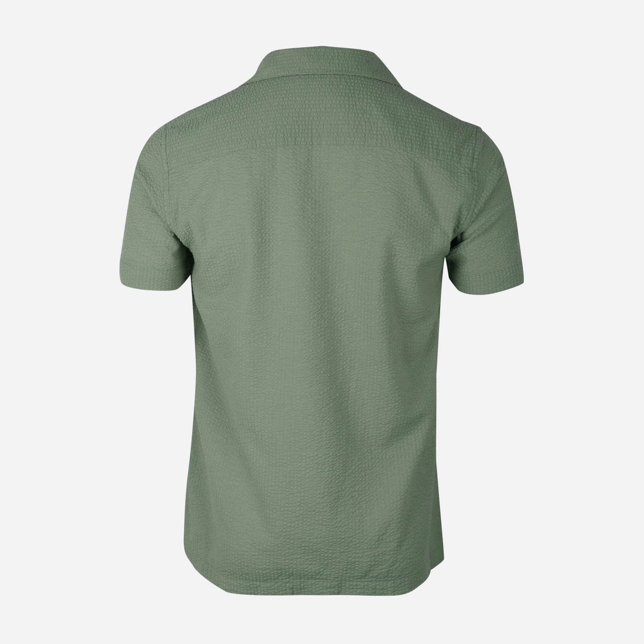 Men Short Sleeve Open Collar Seer Sucker Shirt - Image 3