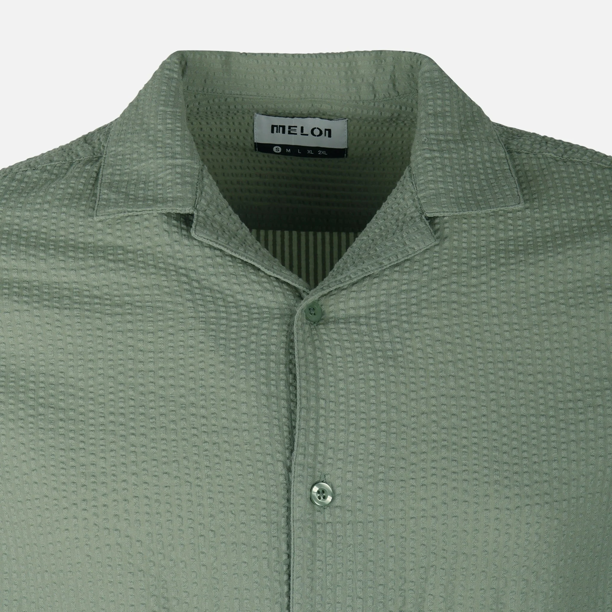 Men Short Sleeve Open Collar Seer Sucker Shirt - Image 4