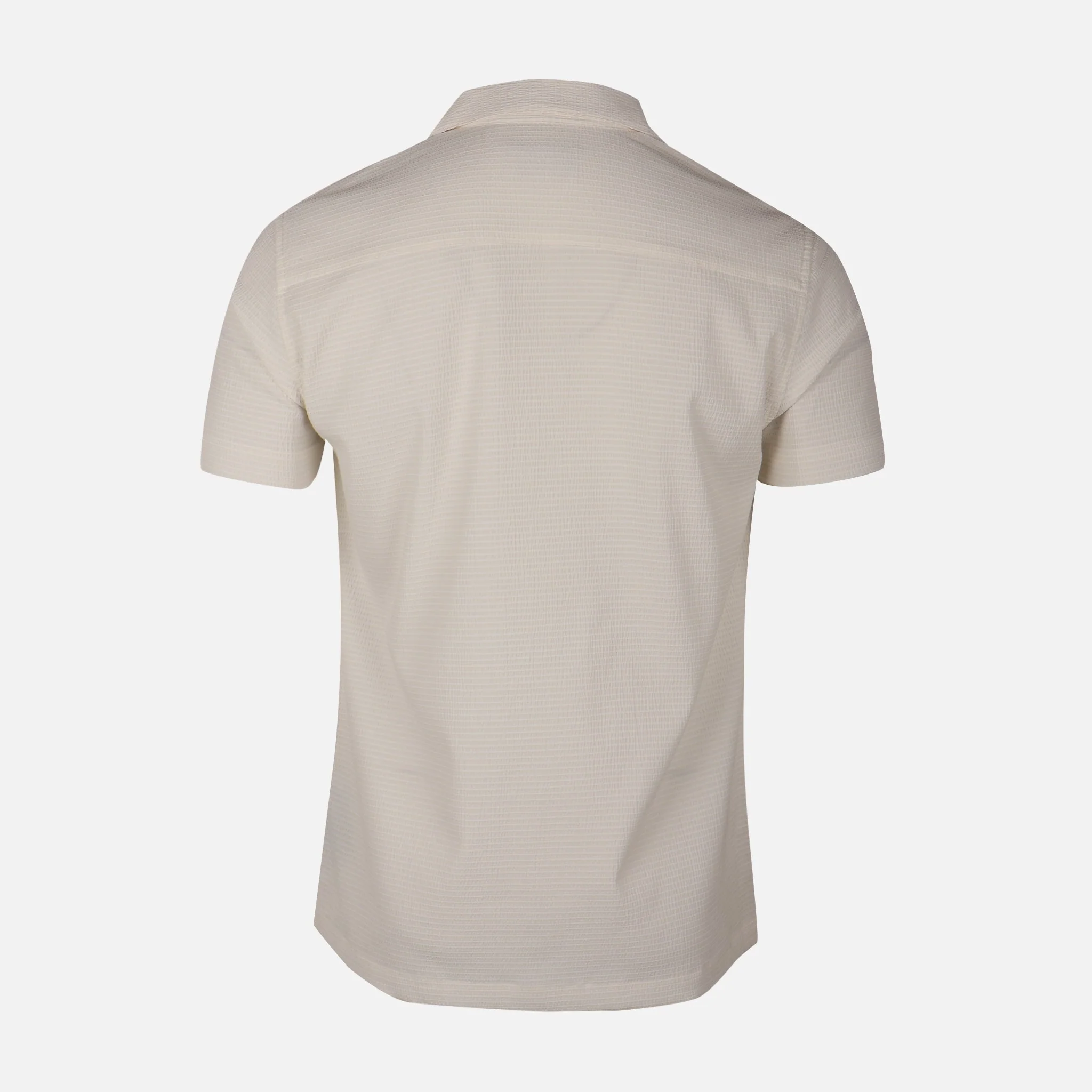 Men Short Sleeve Open Collar Textured Crinkle Shirt - Image 3
