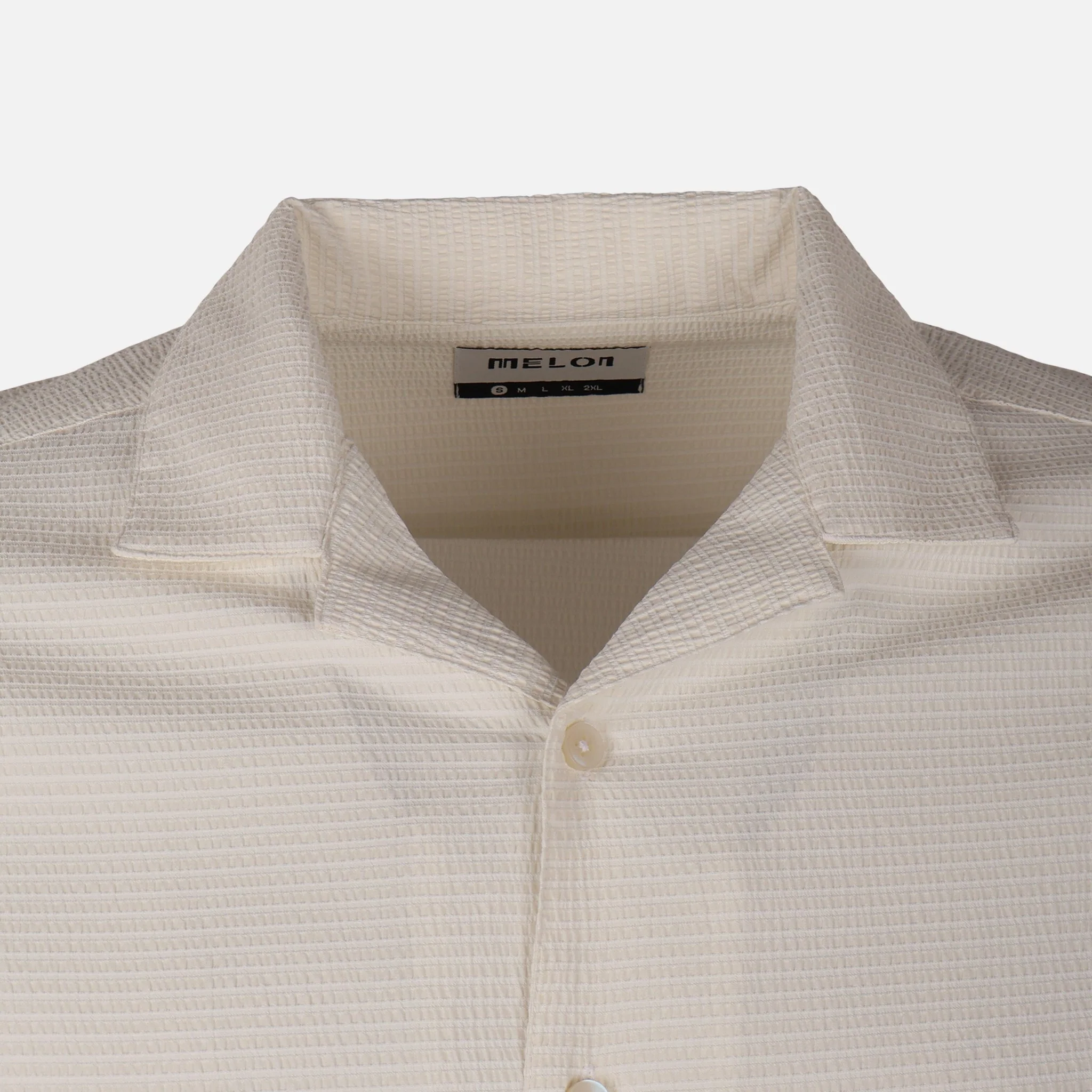 Men Short Sleeve Open Collar Textured Crinkle Shirt - Image 4