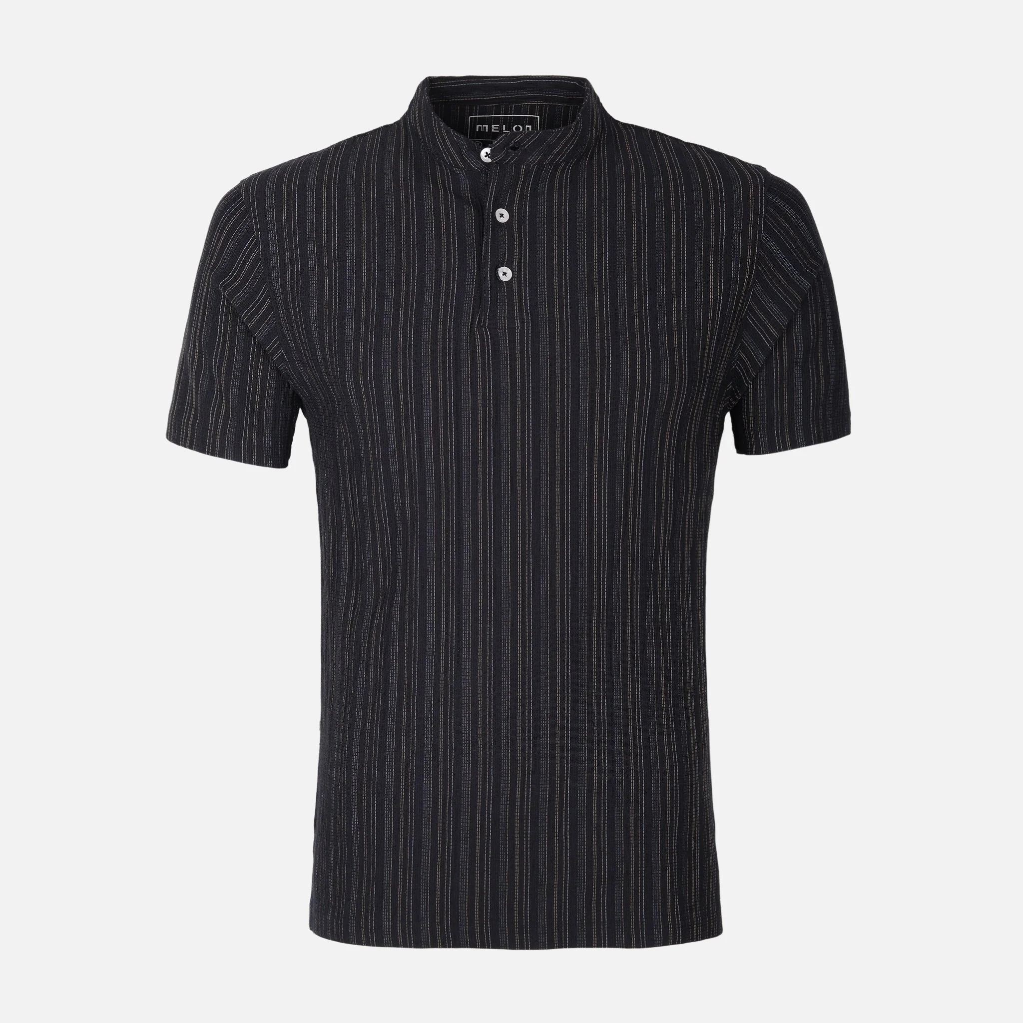 Men Structure T-Shirt Henley Neck - Image 2