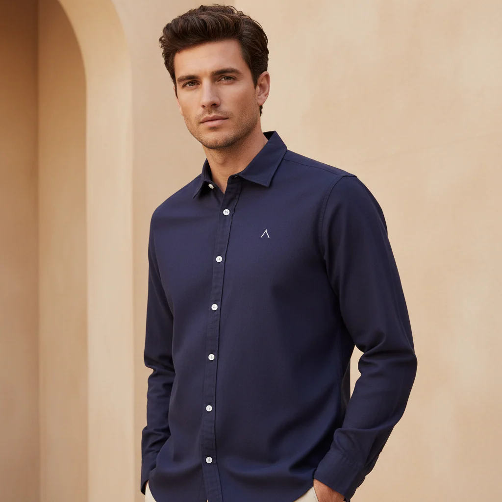 Men Woven Long Sleeve Plain Shirt