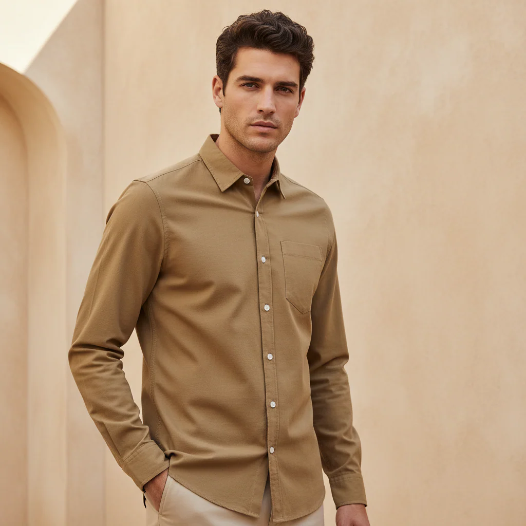 Men Woven Long Sleeve Plain Shirt
