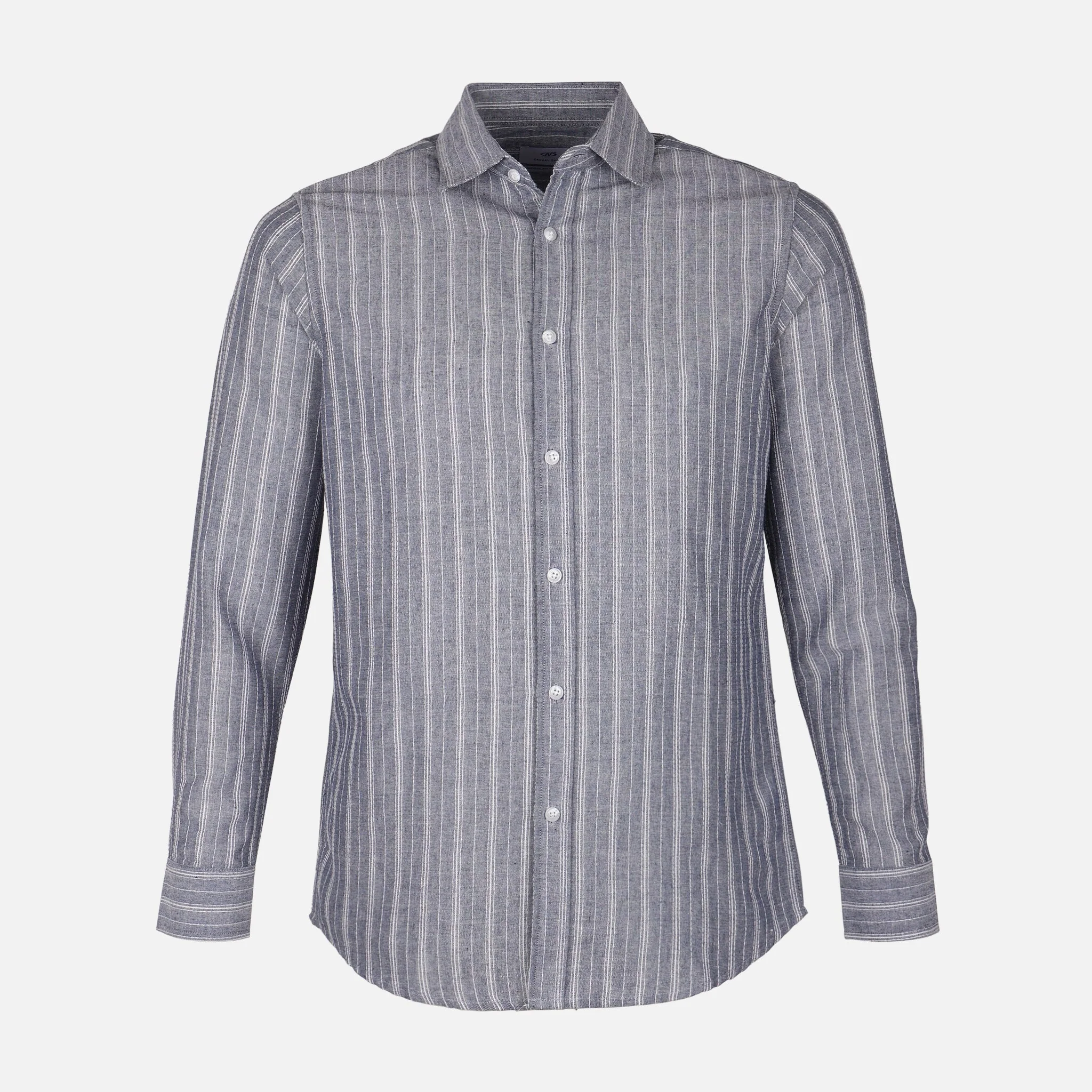 Men Woven Long Sleeve Plain Shirt - Image 2