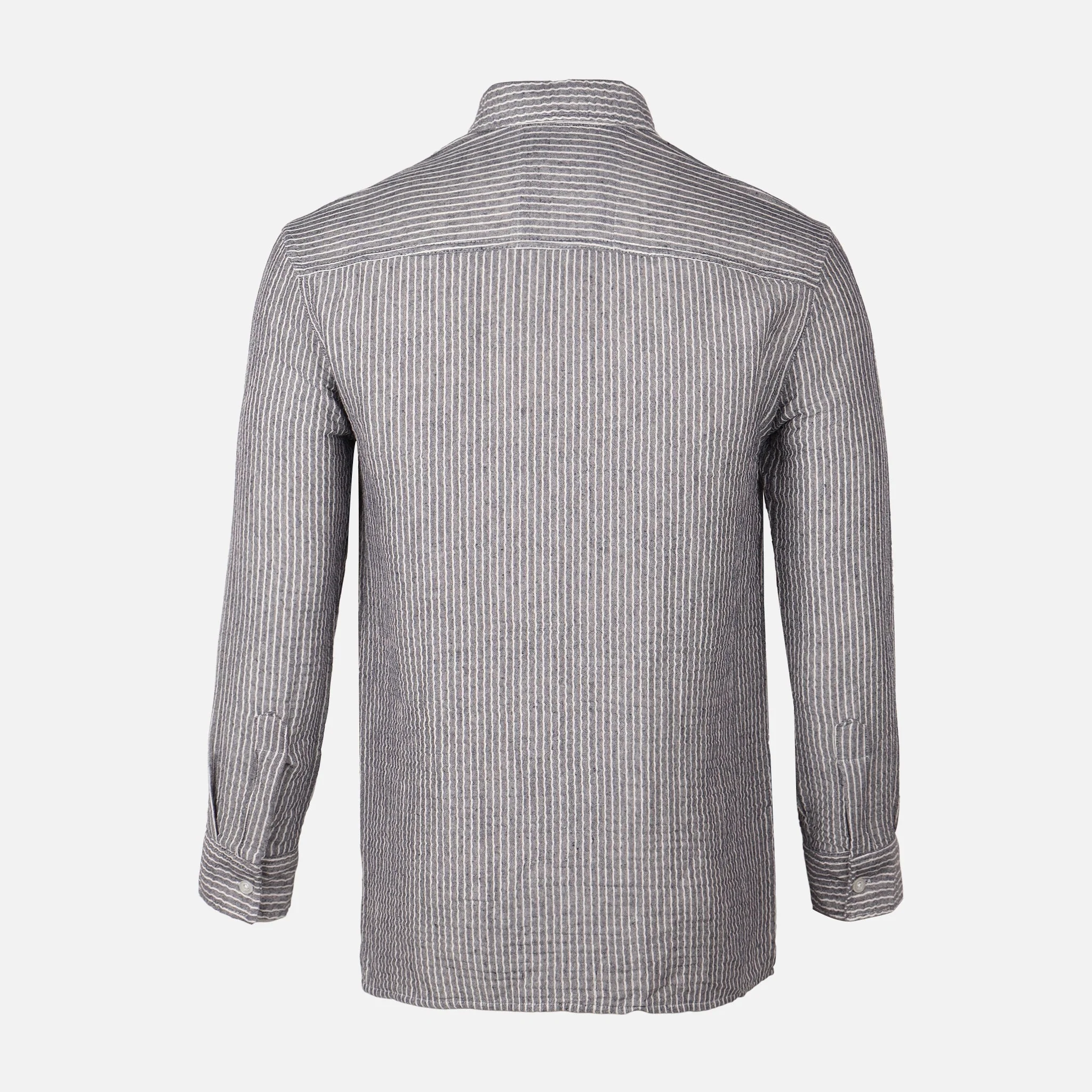 Men Woven Plain Long Sleeve Shirt - Image 3