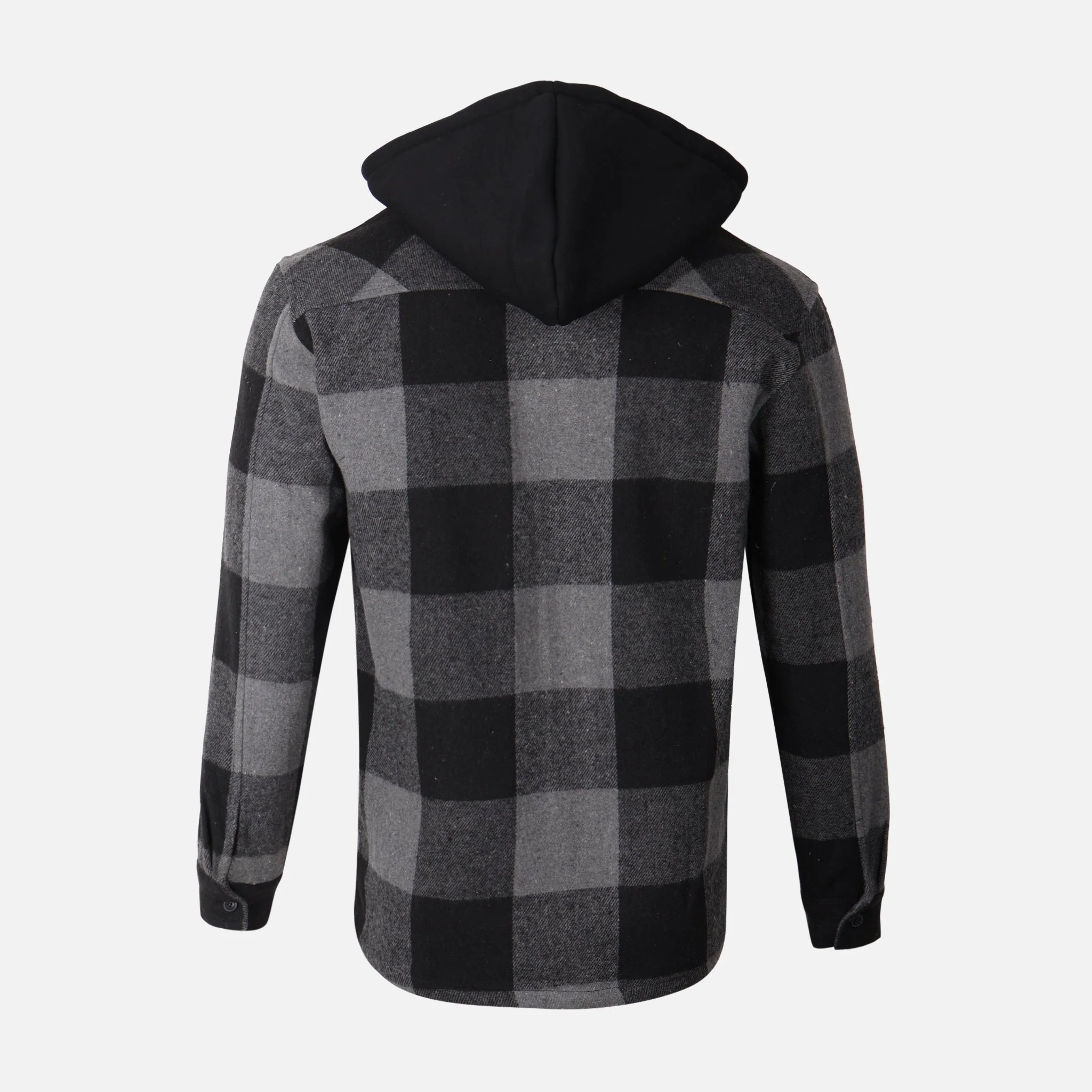 Men Hooded Long Sleeve Shirt With Collar - Image 2