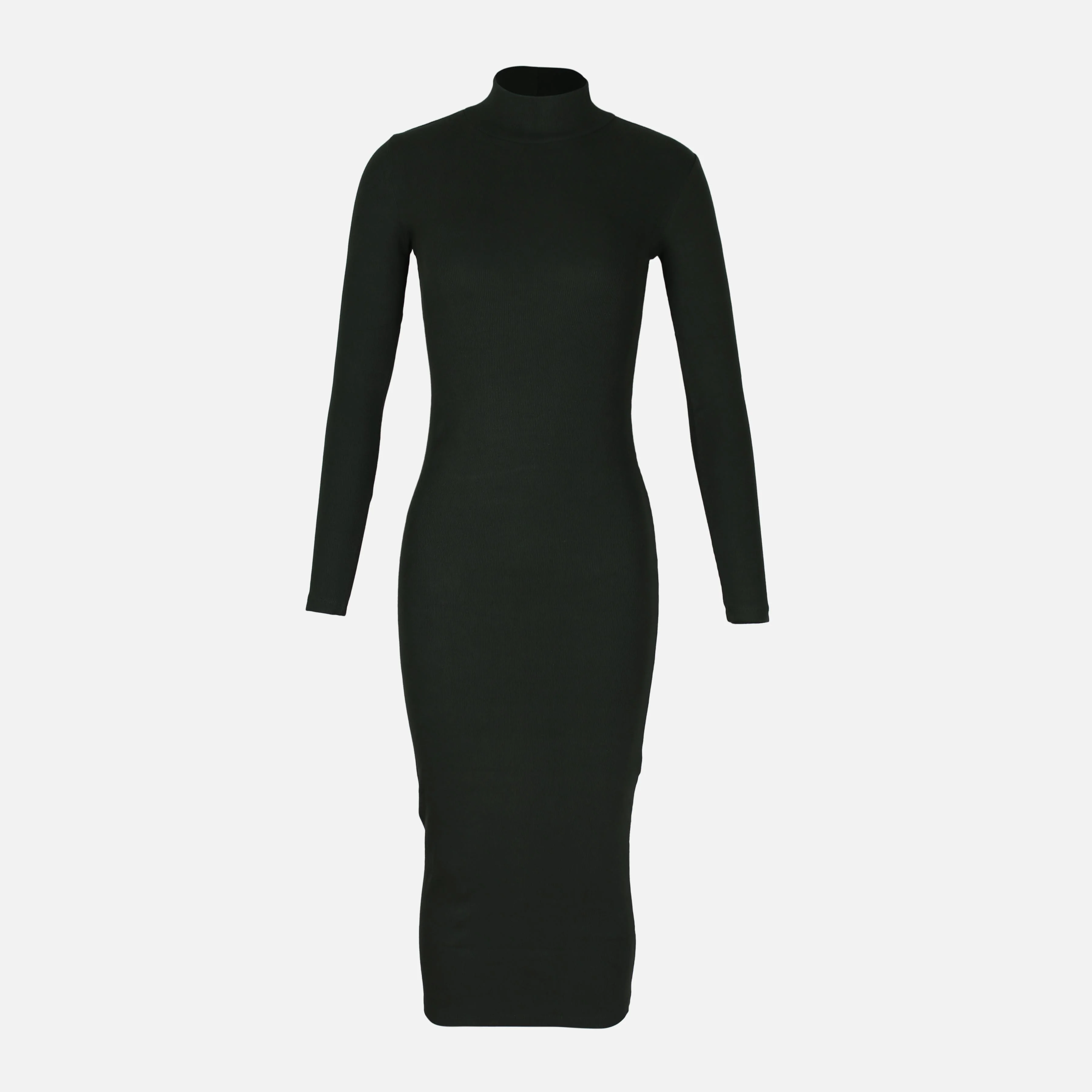 Ladies Long Sleeve Ribbed Long Dress