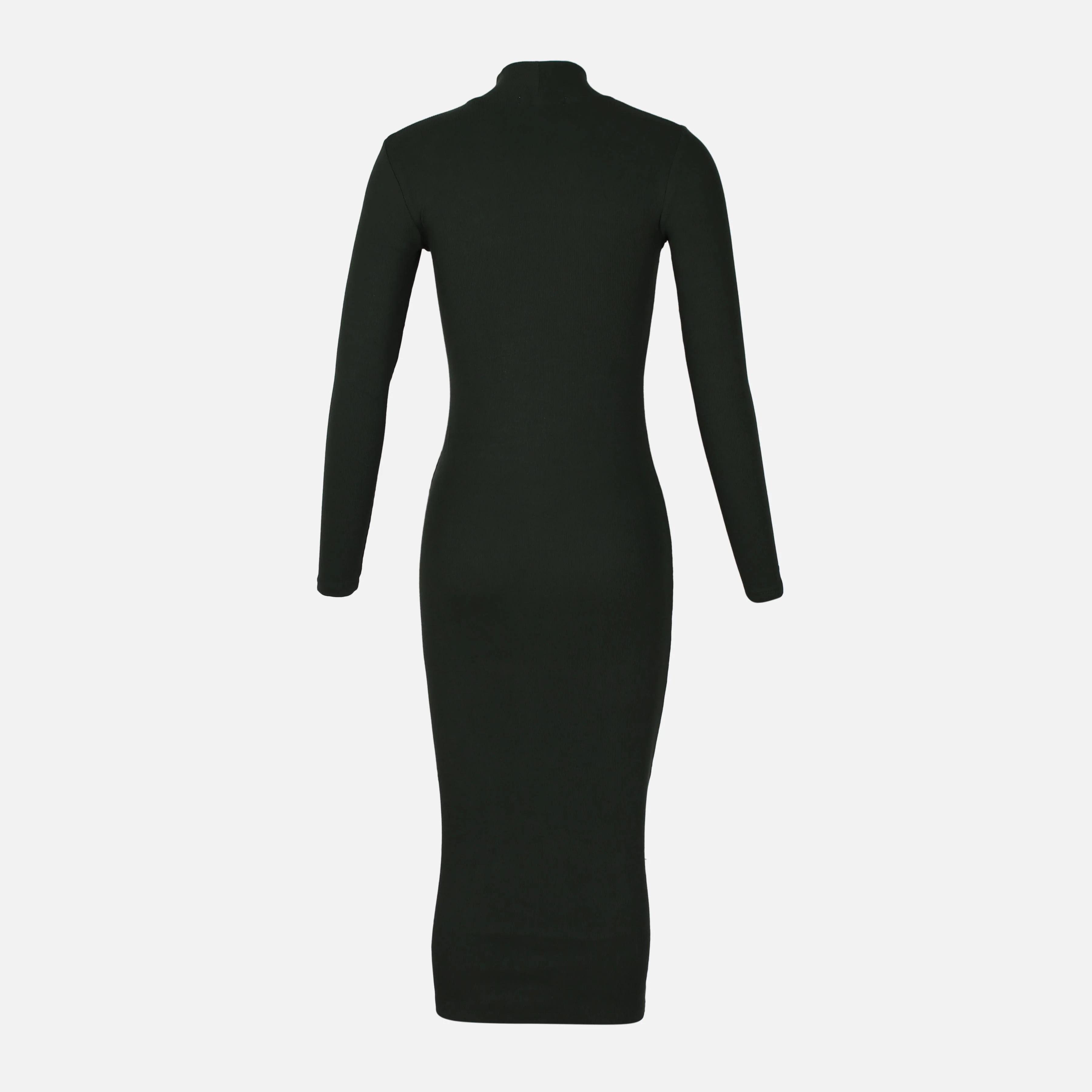 Ladies Long Sleeve Ribbed Long Dress - Image 2