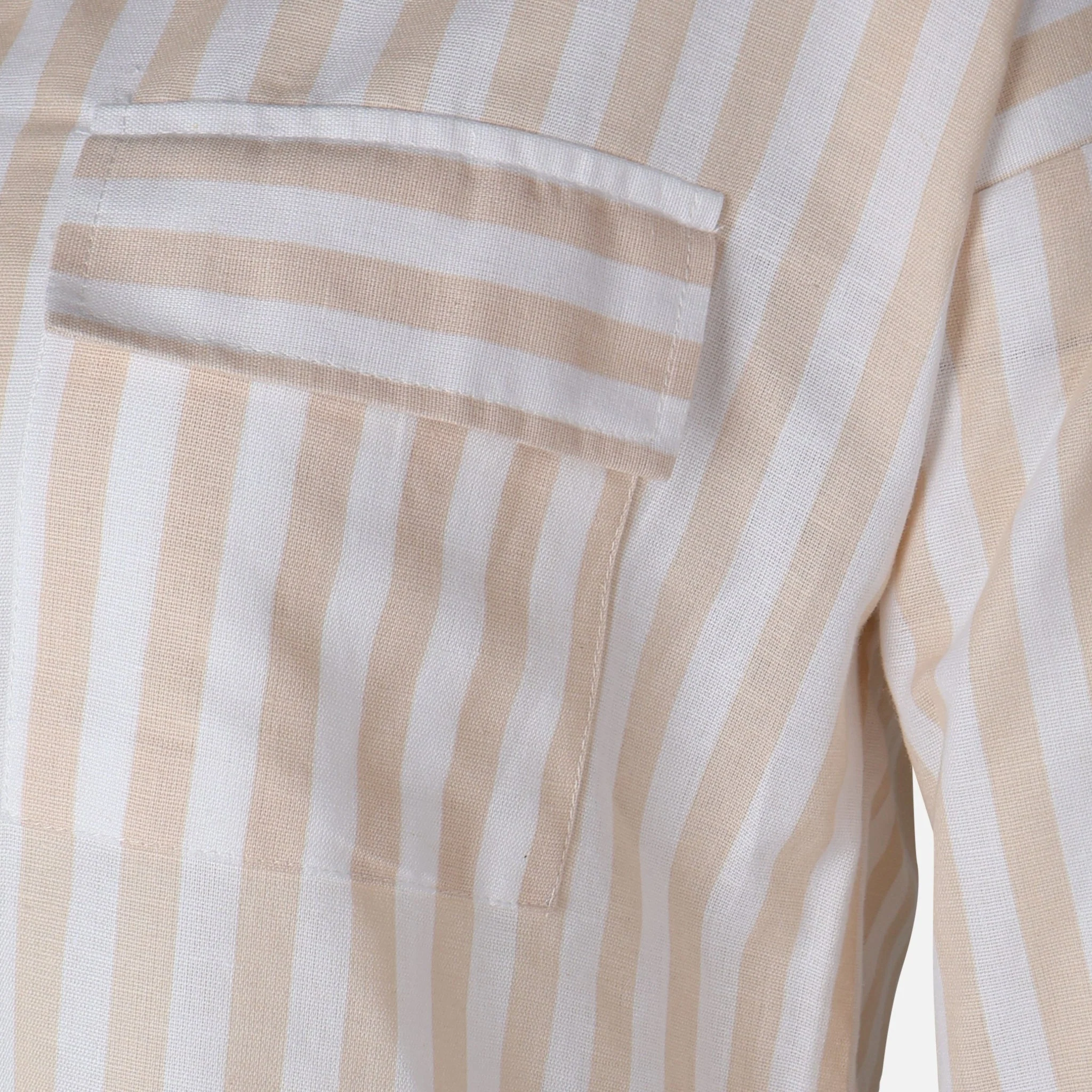 Women 3/4 Sleevr Linen Blend Shirt Stripe Dress - Image 4