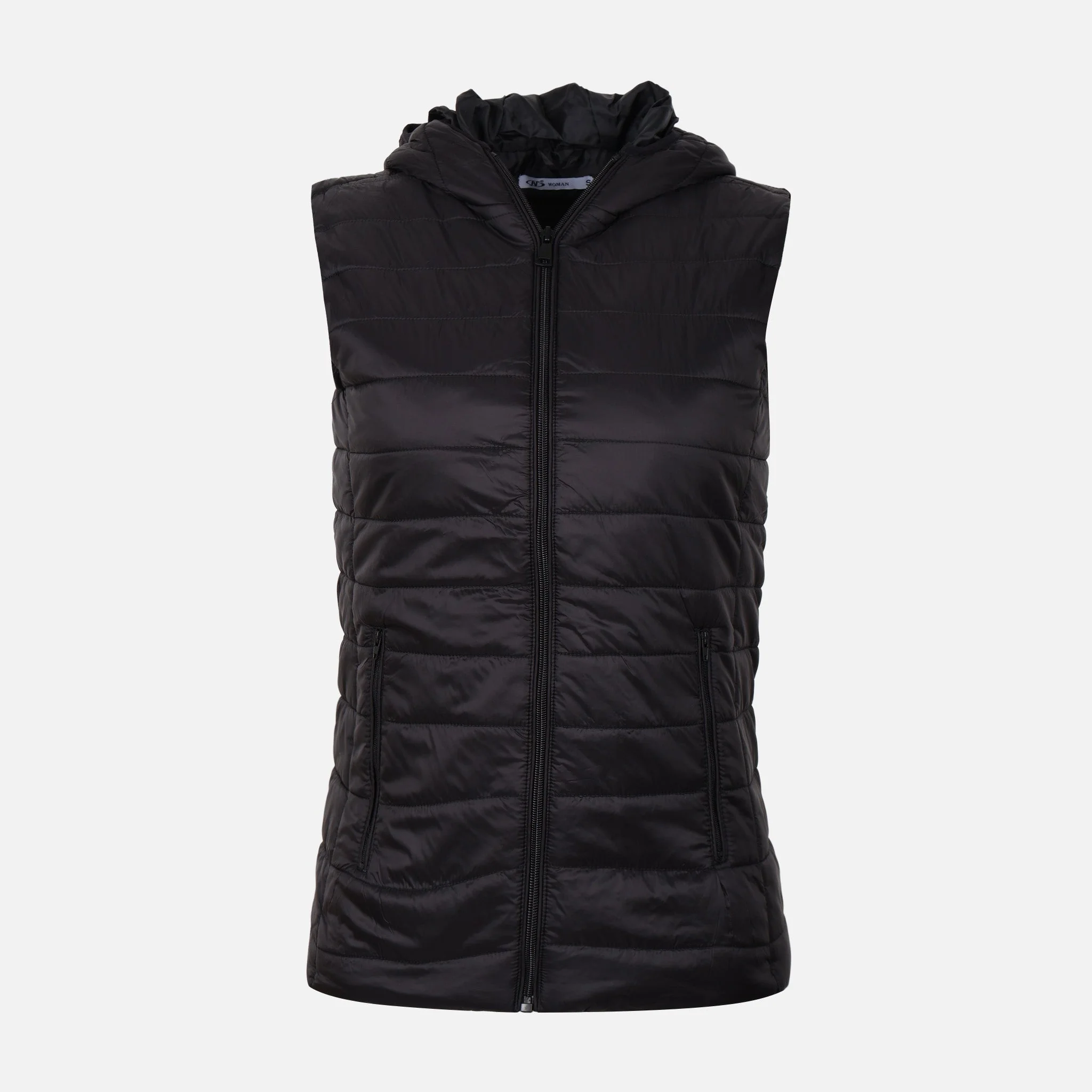 Women Basic Padded Vest With Hood