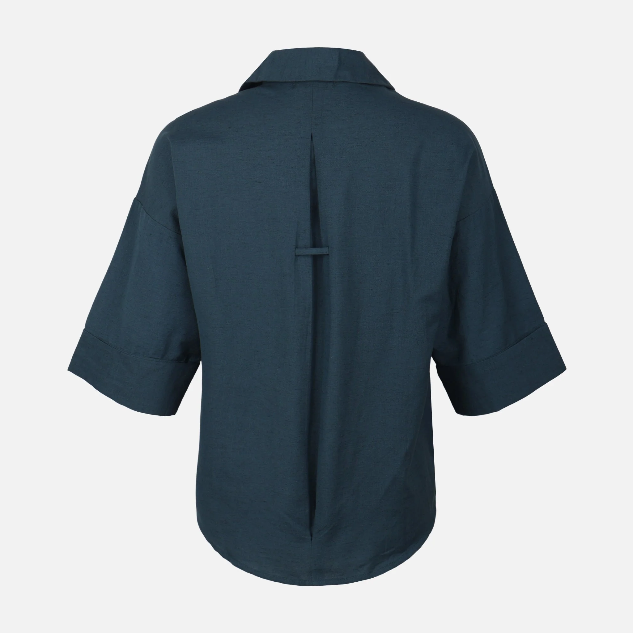 Women Long Sleeve Linen Blend Solid Shirt - Image 2