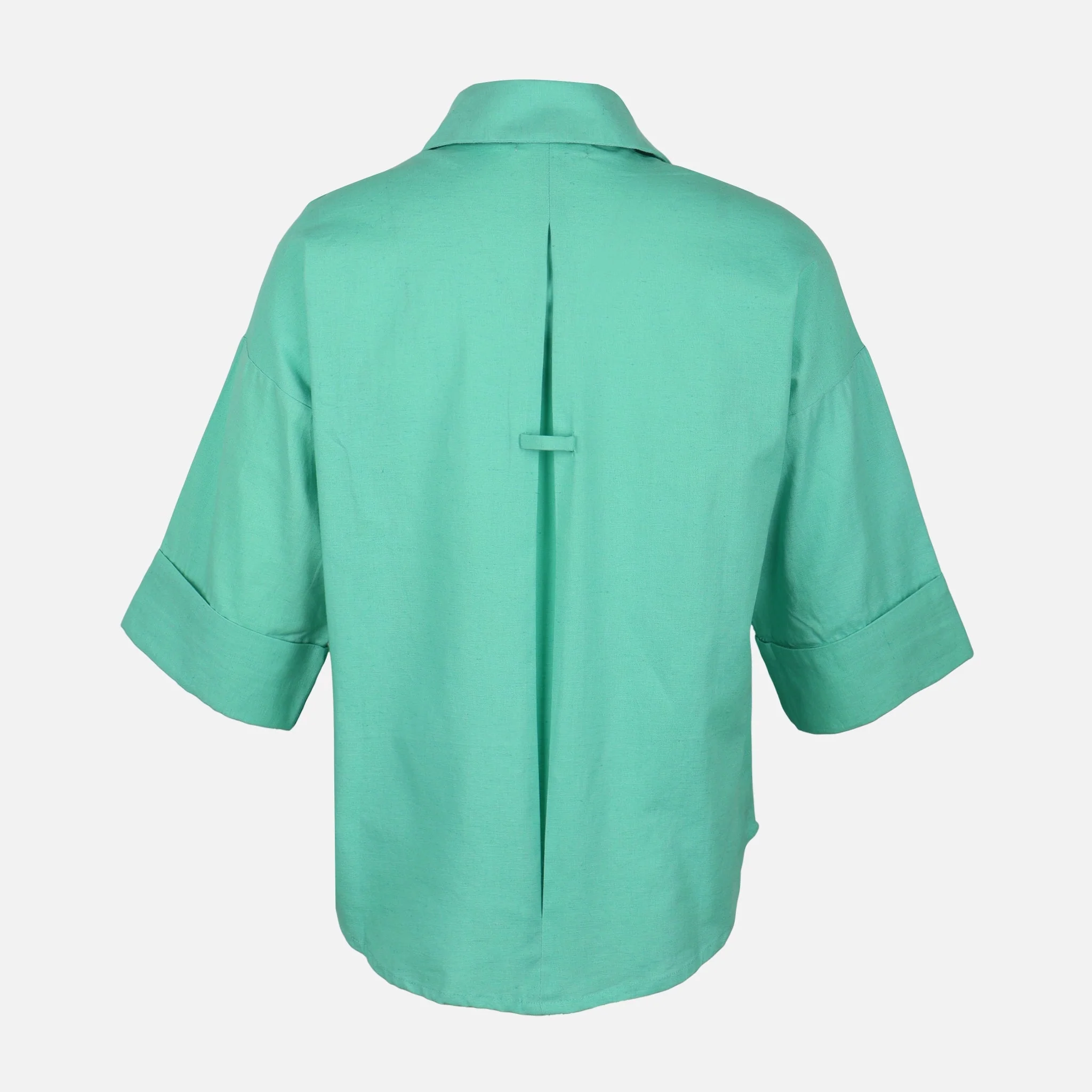 Women Long Sleeve Linen Blend Solid Shirt - Image 2