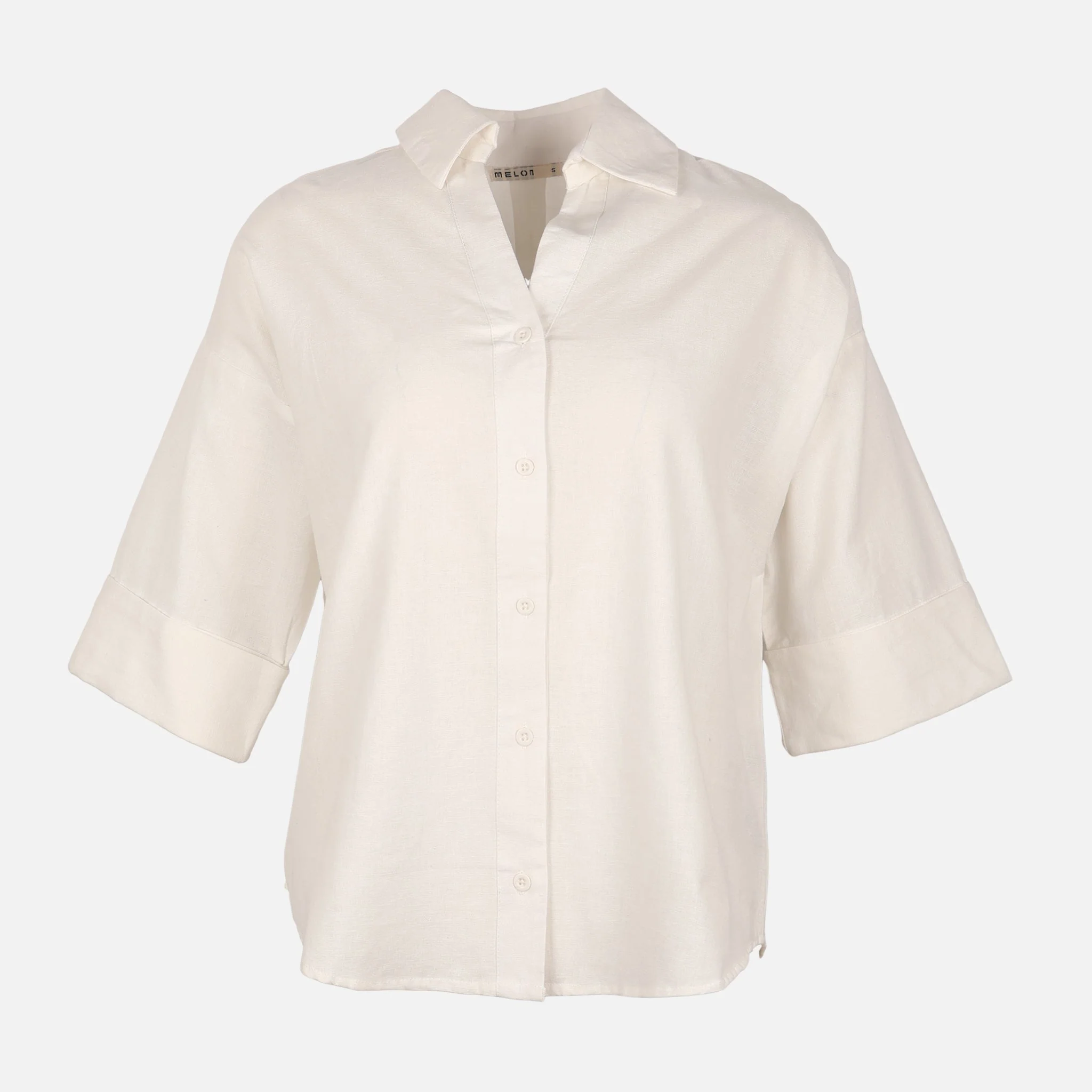 Women Long Sleeve Linen Blend Solid Shirt