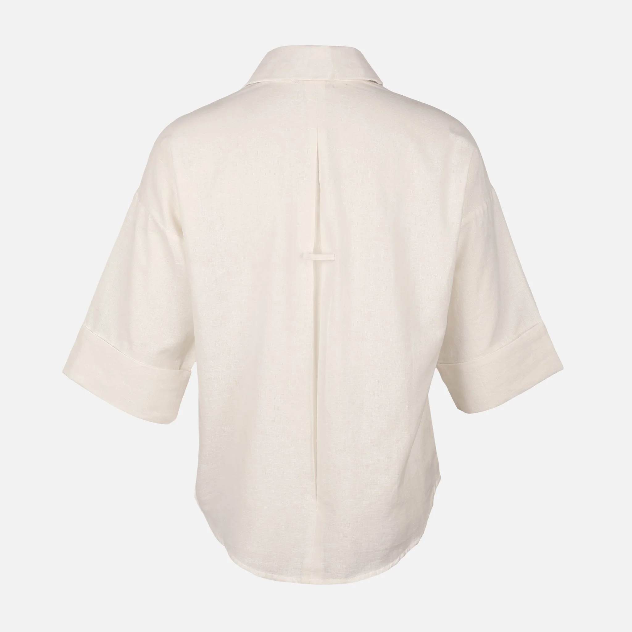 Women Long Sleeve Linen Blend Solid Shirt - Image 2