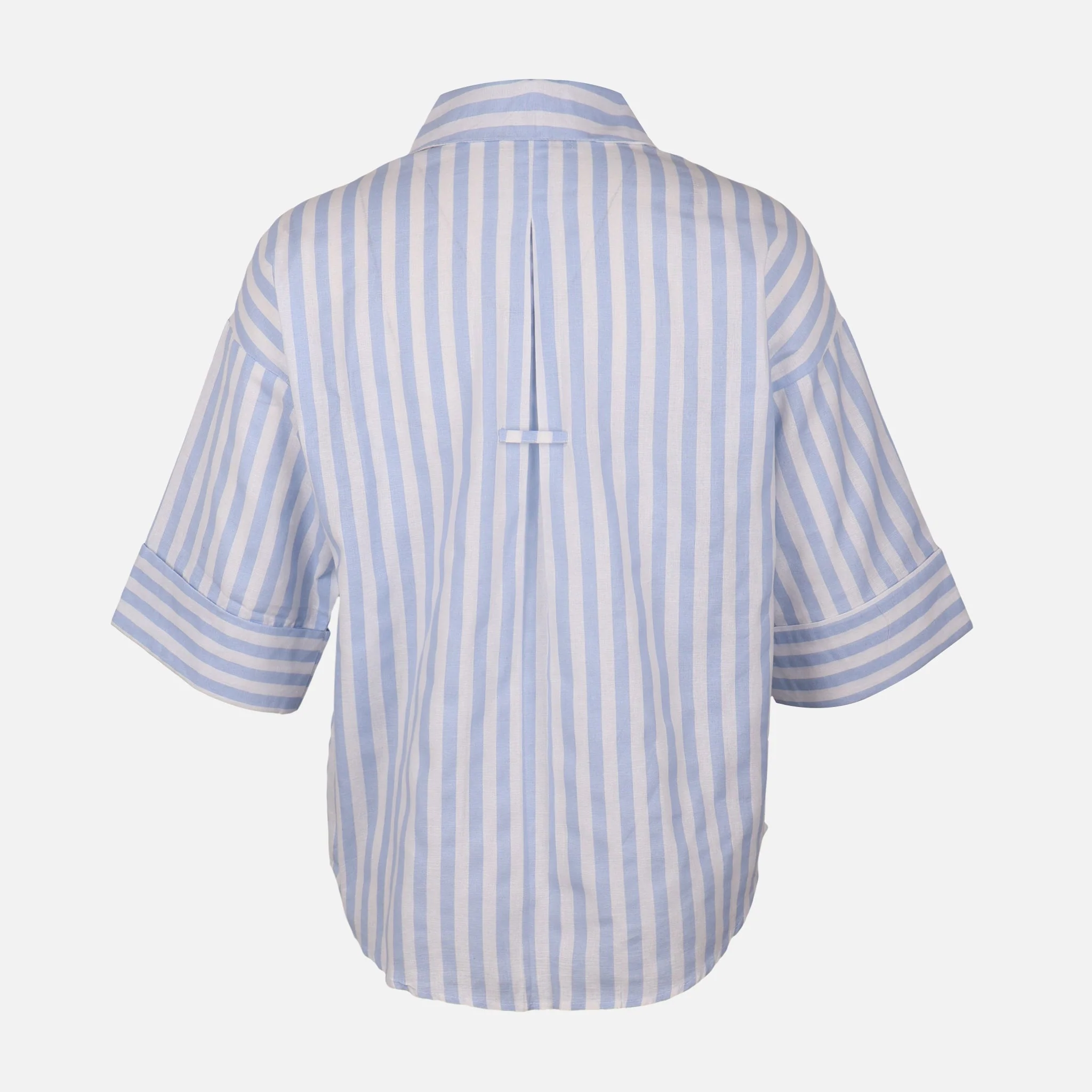 Women Long Sleeve Linen Blend Stripes Shirt - Image 2